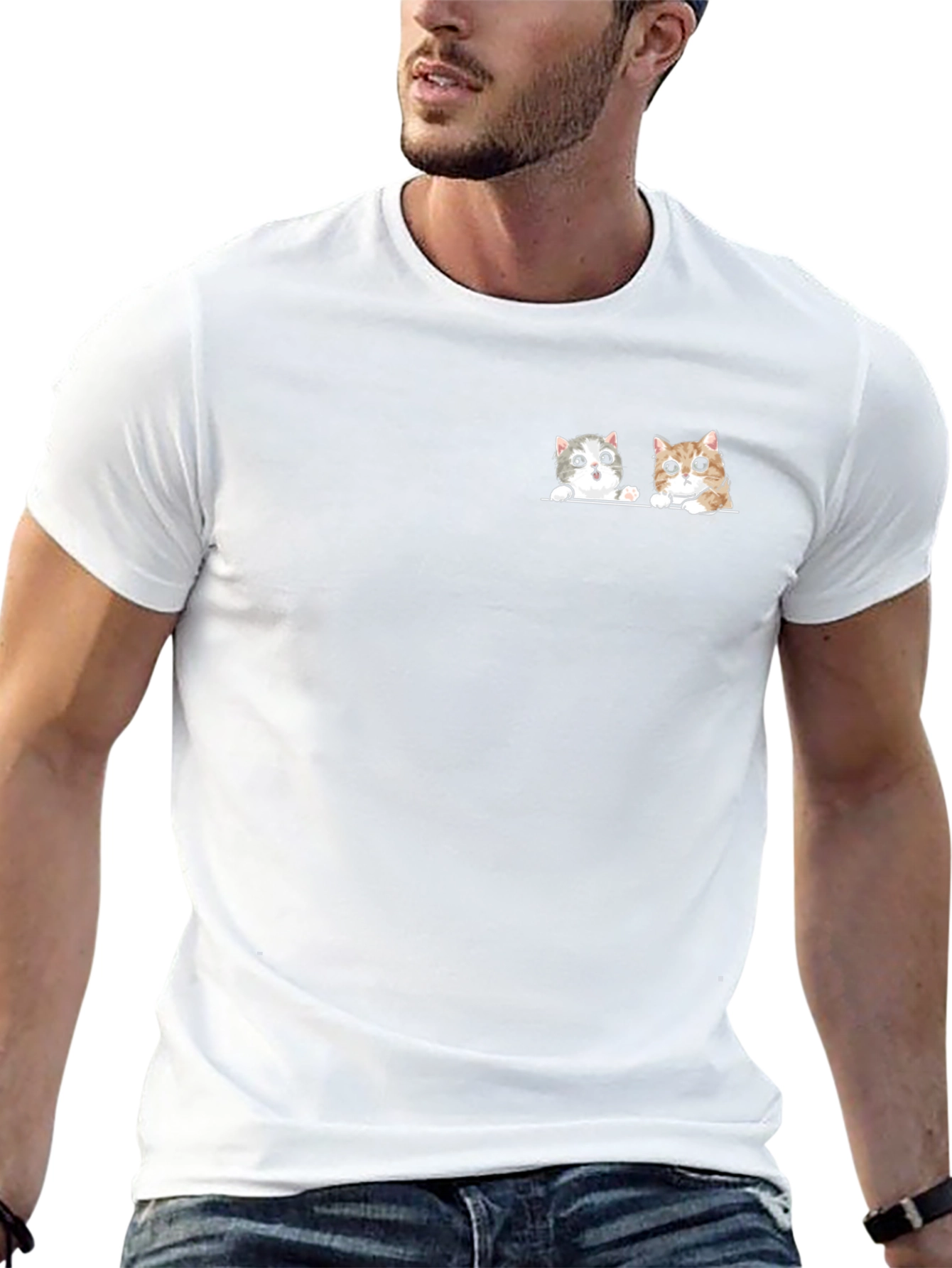 Cute Cats Graphic Tee - Black Cotton T-Shirt