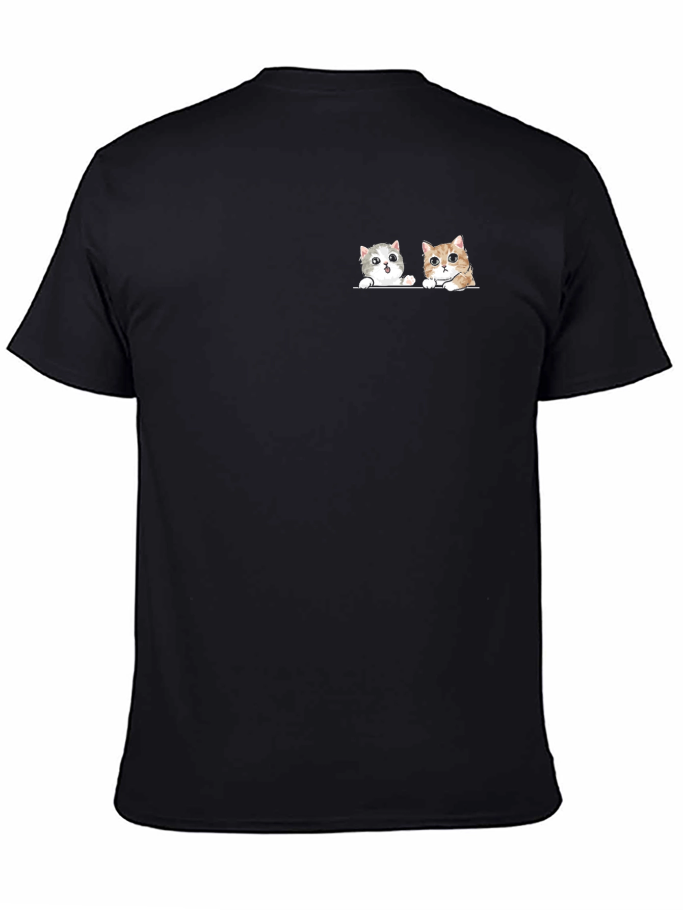 Cute Cats Graphic Tee - Black Cotton T-Shirt