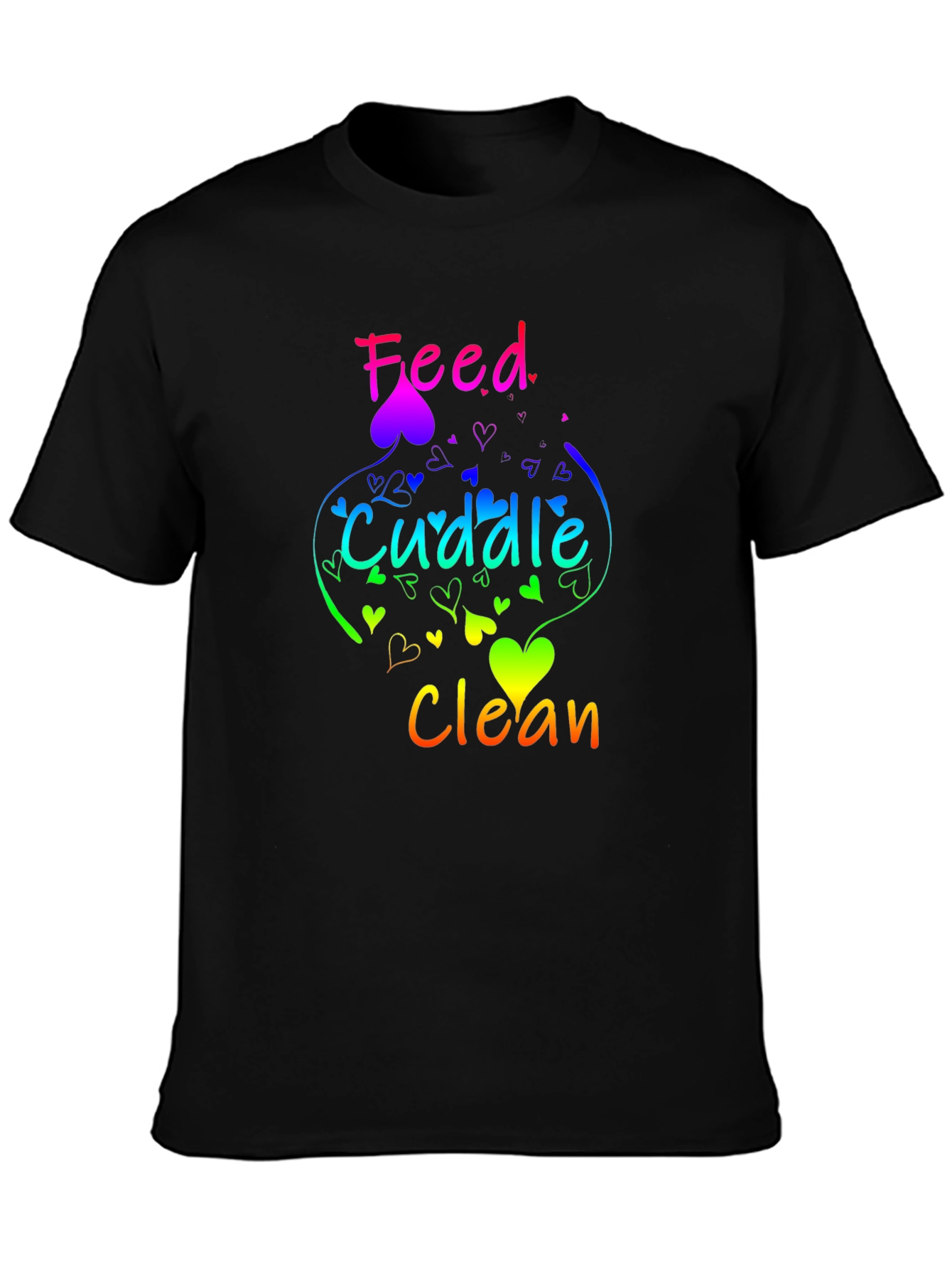 Feed Cuddle Clean Rainbow Heart T-Shirt