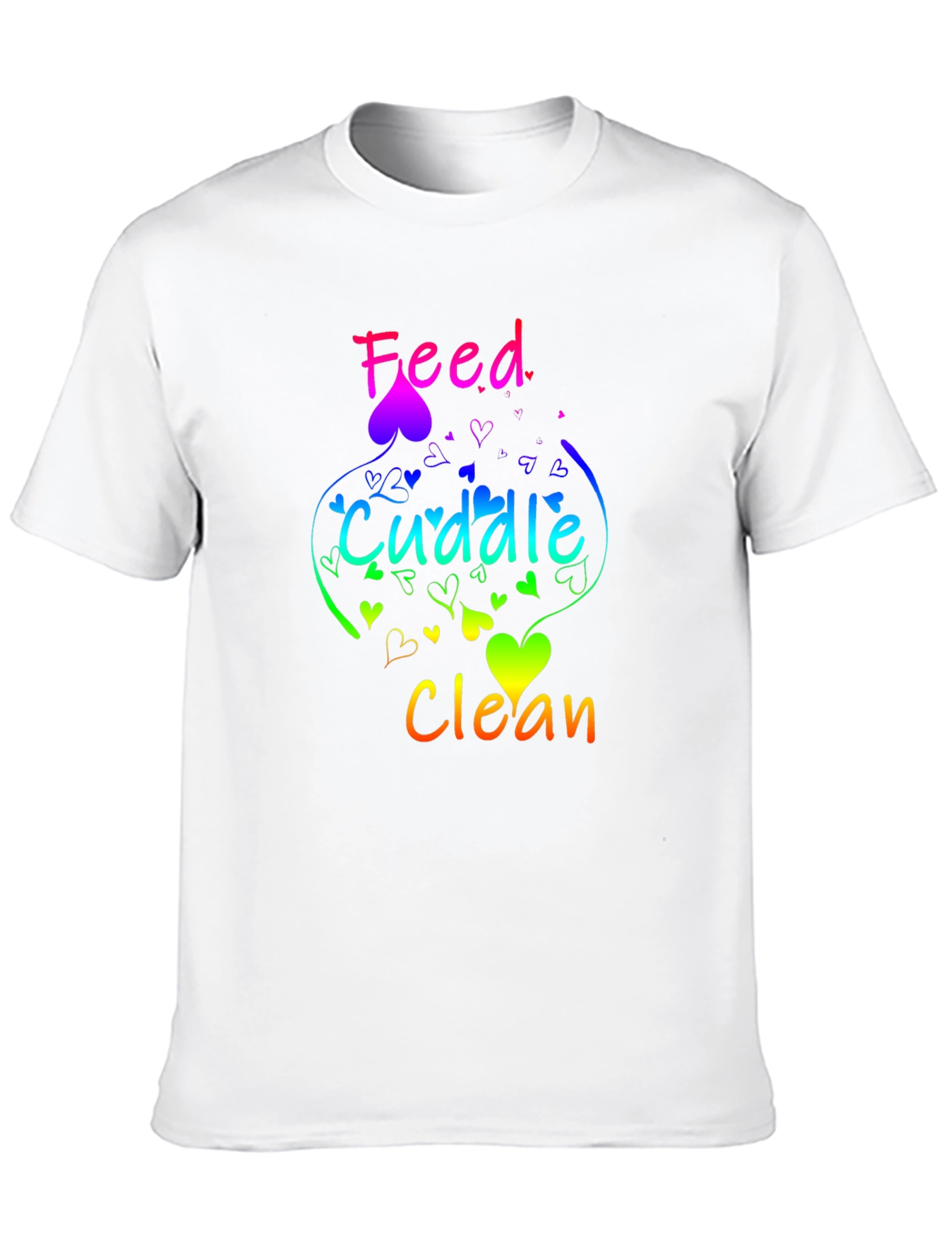 Feed Cuddle Clean Rainbow Heart T-Shirt