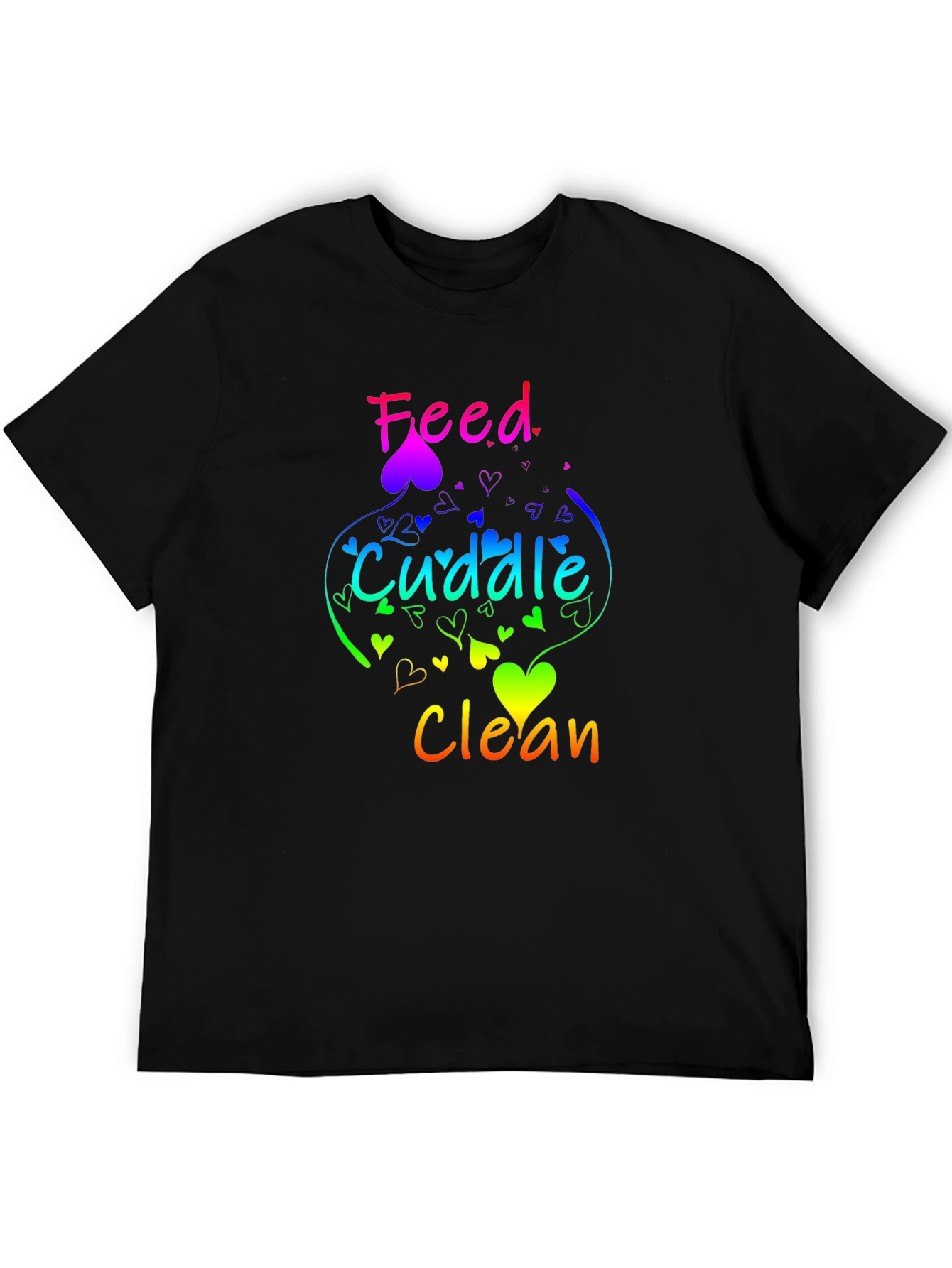 Feed Cuddle Clean Rainbow Heart T-Shirt