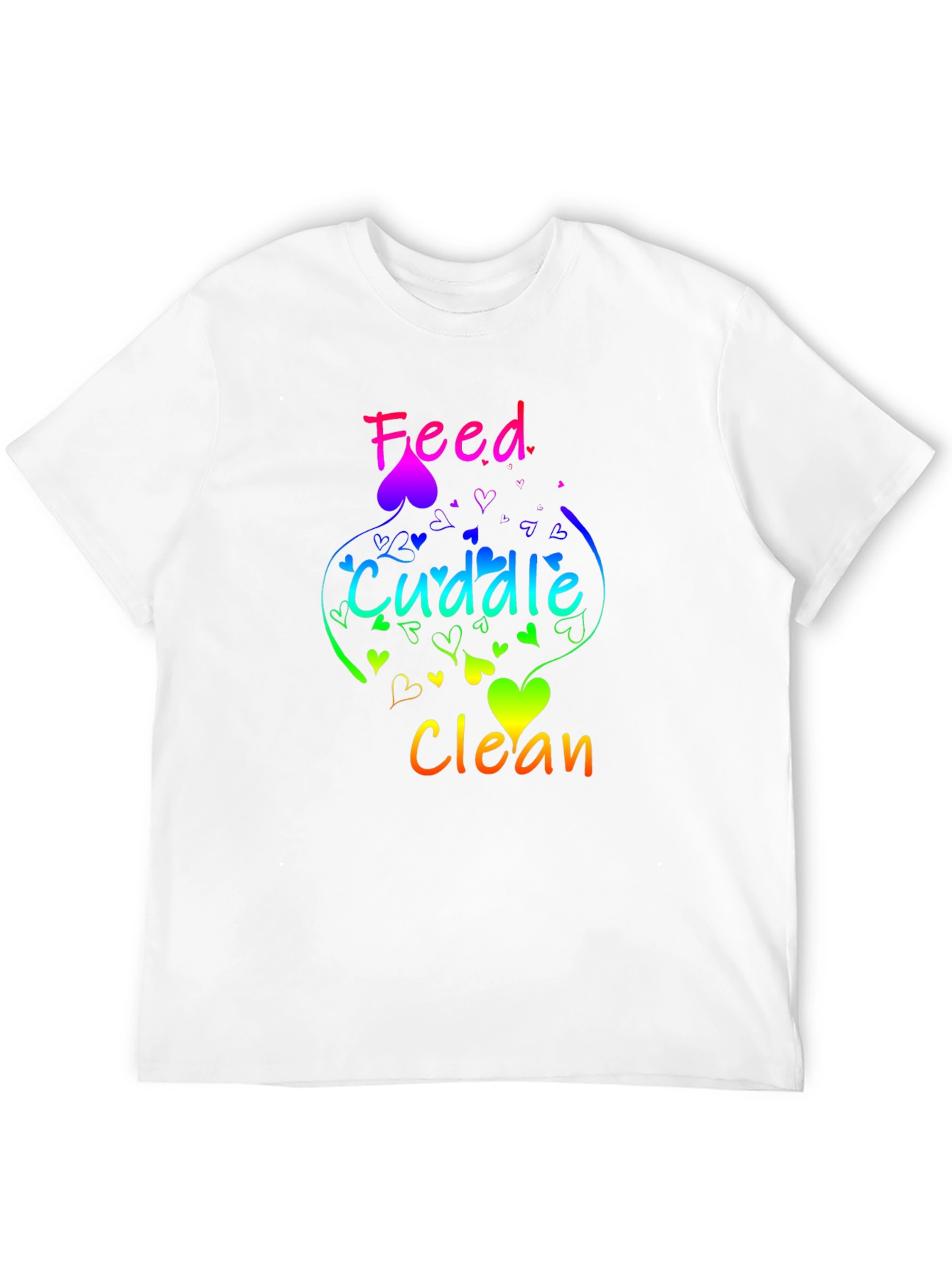 Feed Cuddle Clean Rainbow Heart T-Shirt