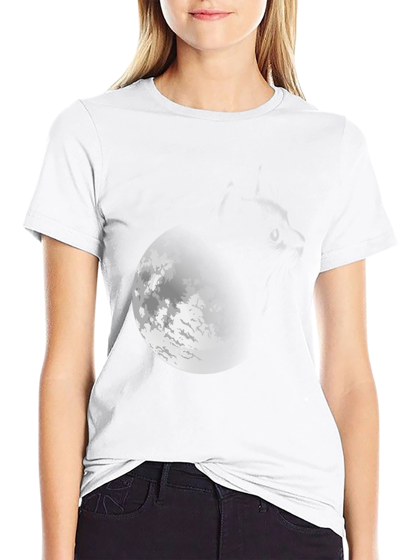 Moon Cat Graphic Tee - Mens Black T-Shirt