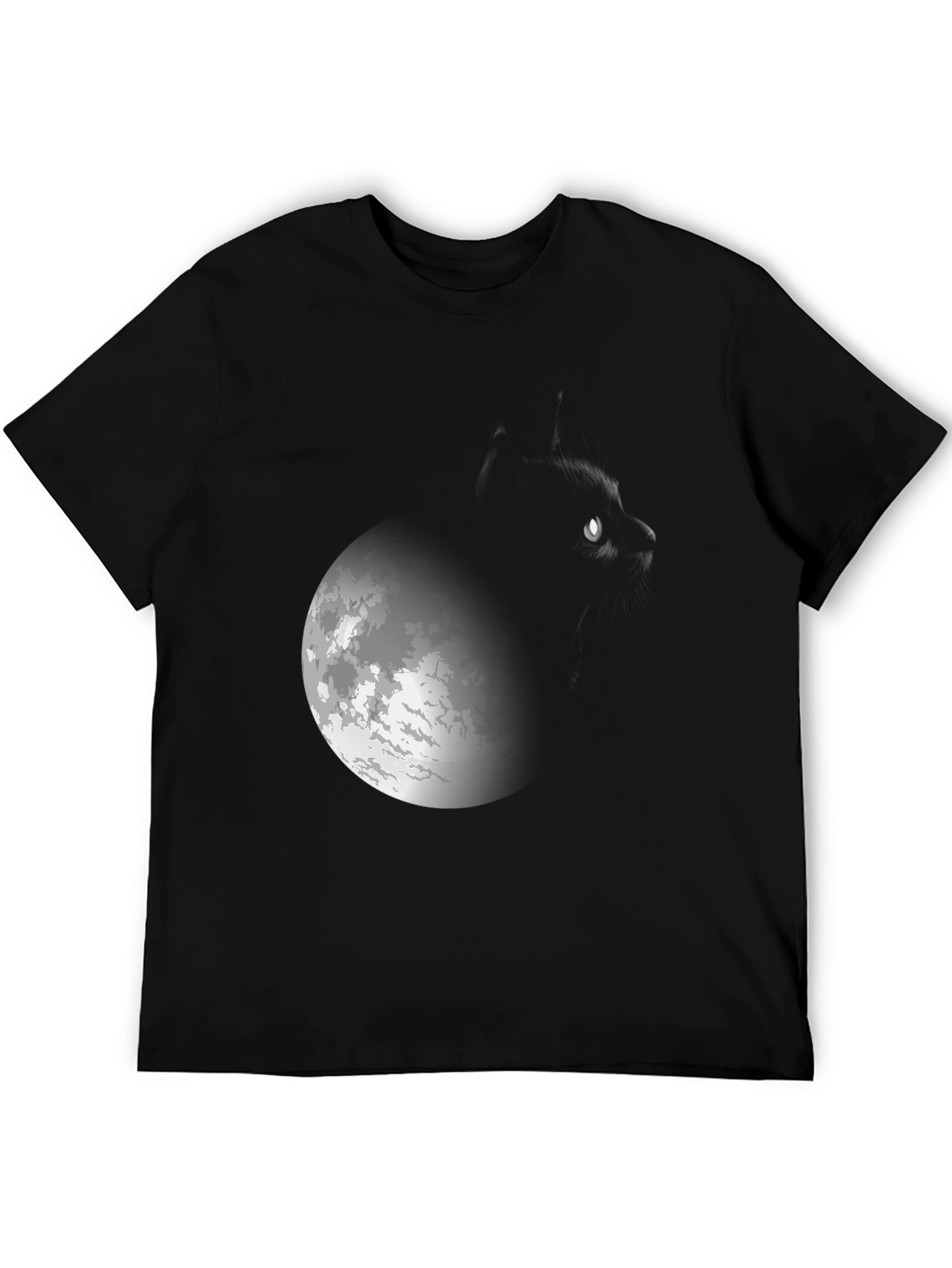 Moon Cat Graphic Tee - Mens Black T-Shirt