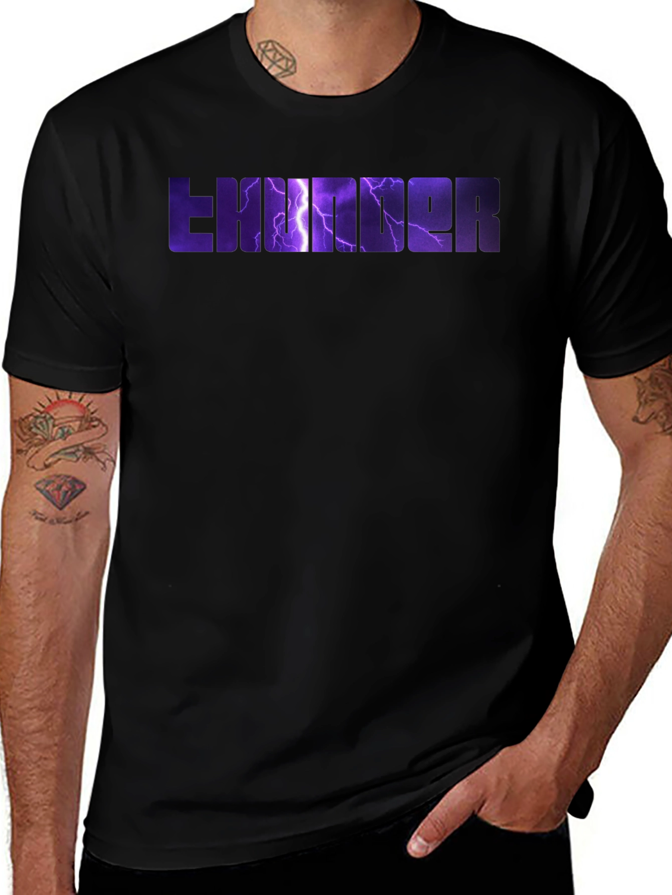 Thunder Graphic Print Black T-Shirt