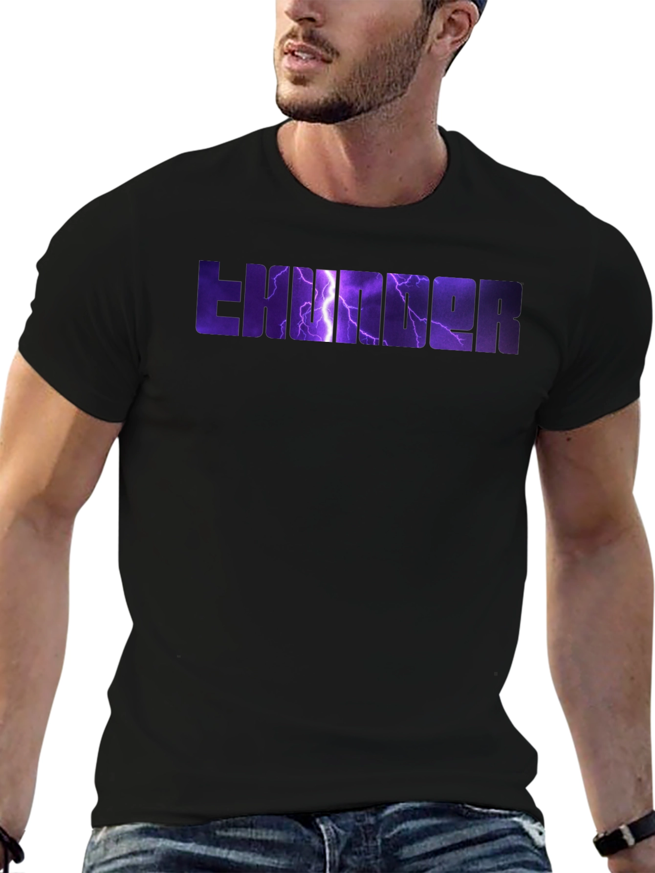 Thunder Graphic Print Black T-Shirt