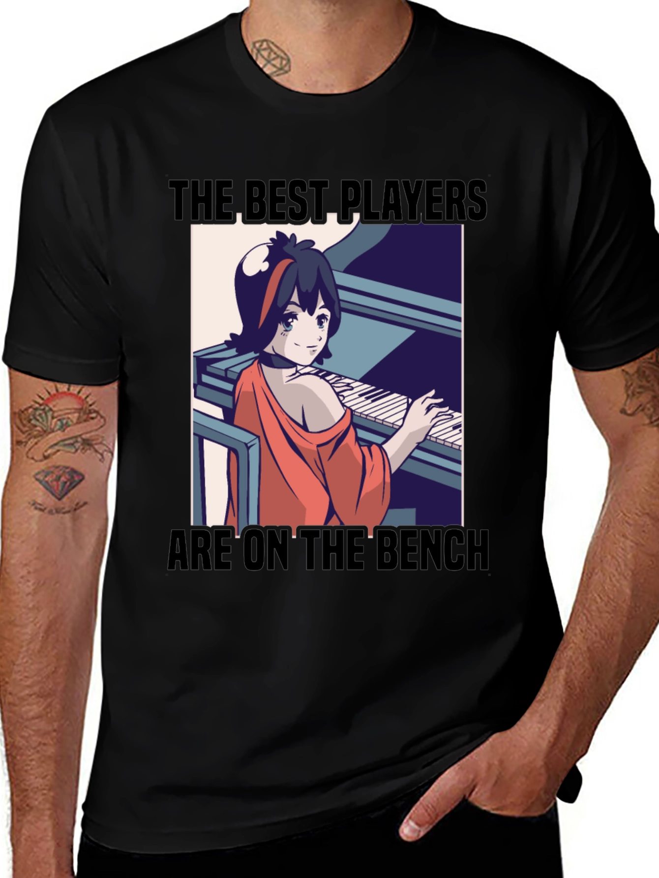Best Players Bench T-Shirt - Anime Piano Player Design