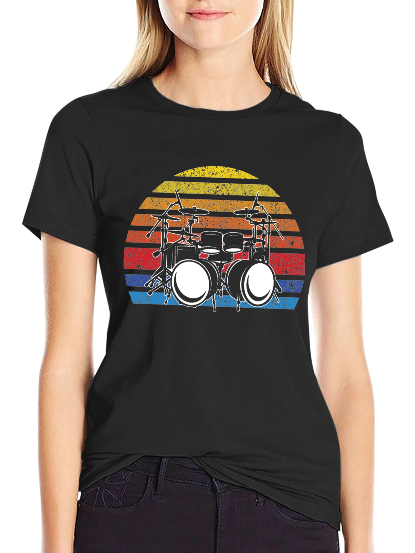 Drum Set Sunset Graphic T-Shirt