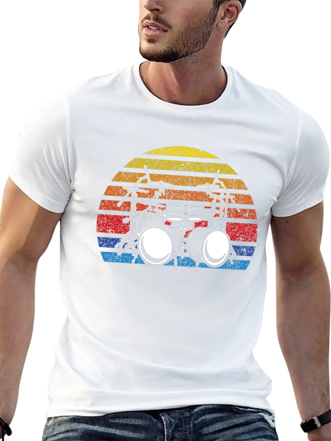 Drum Set Sunset Graphic T-Shirt