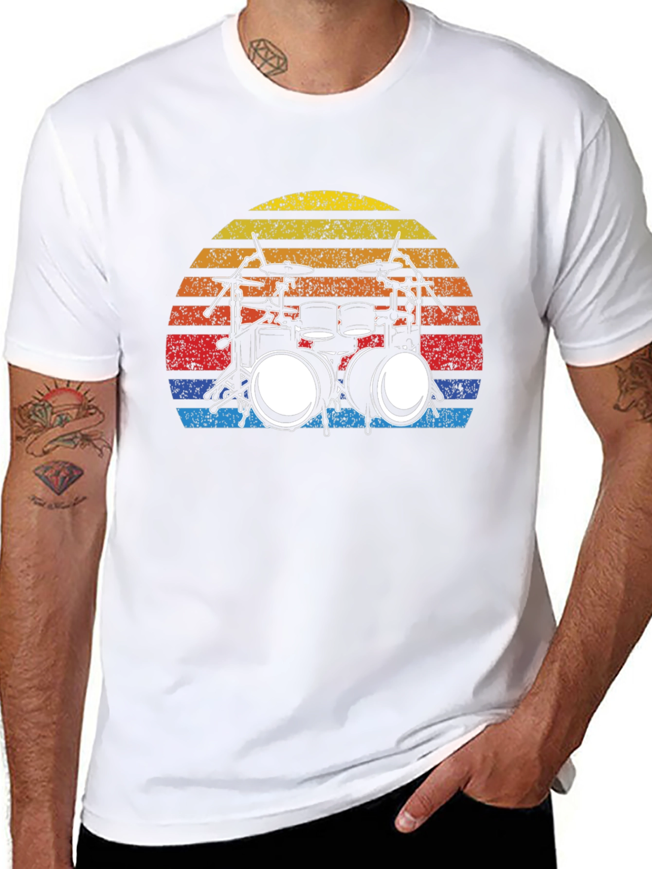 Drum Set Sunset Graphic T-Shirt
