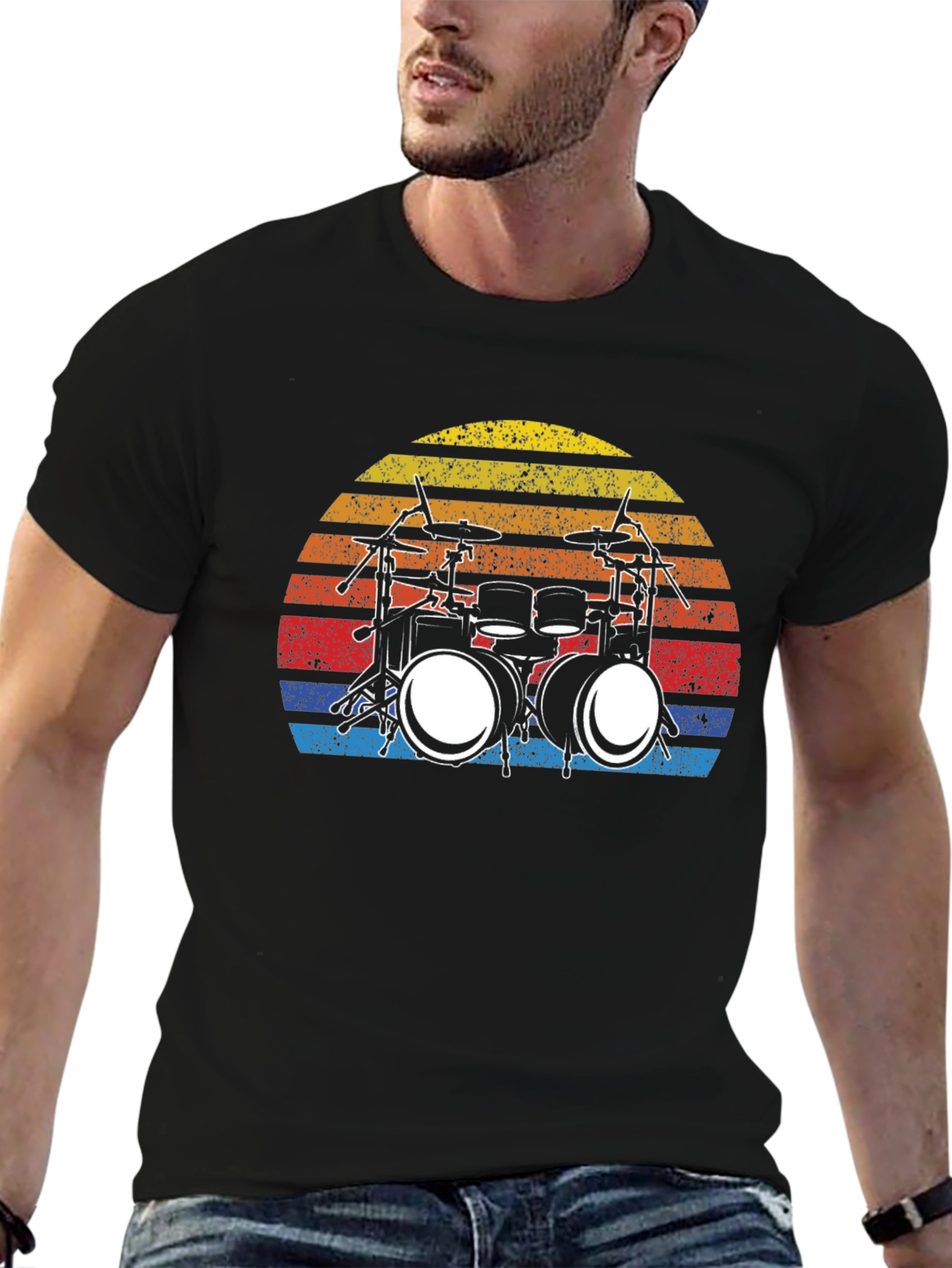 Drum Set Sunset Graphic T-Shirt