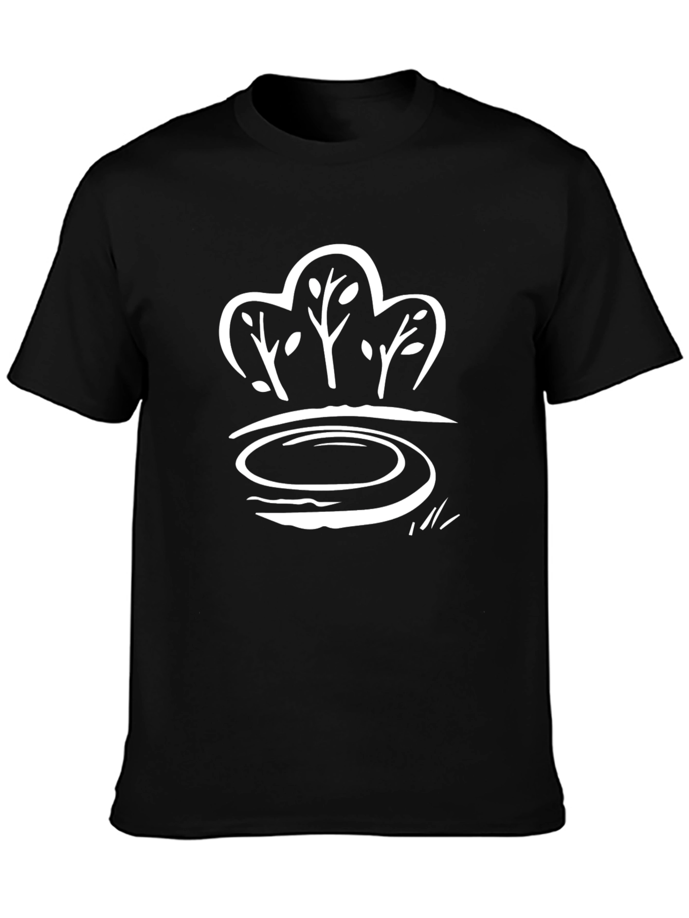 Modern Tree Pond Graphic Black Tee