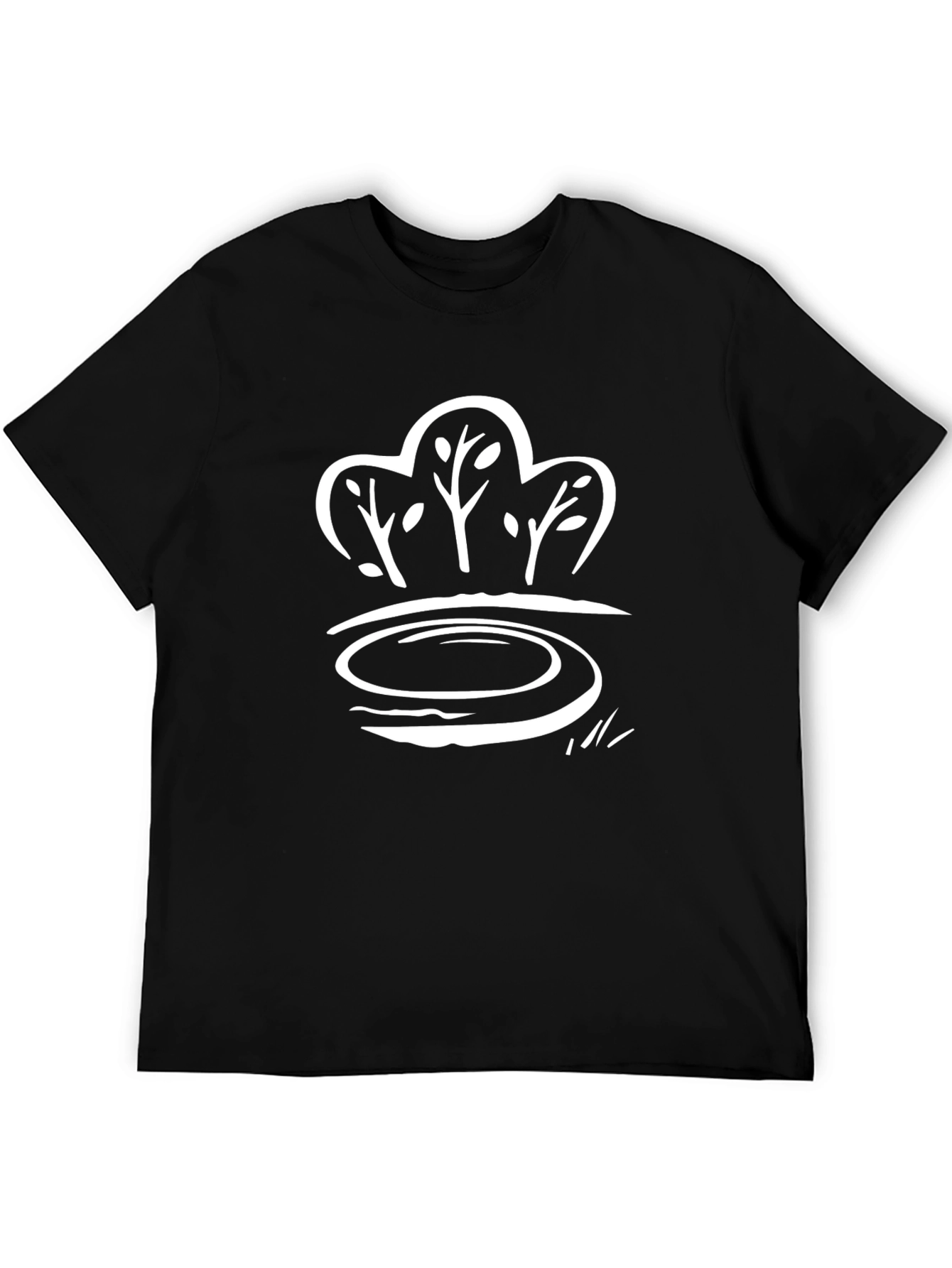 Modern Tree Pond Graphic Black Tee