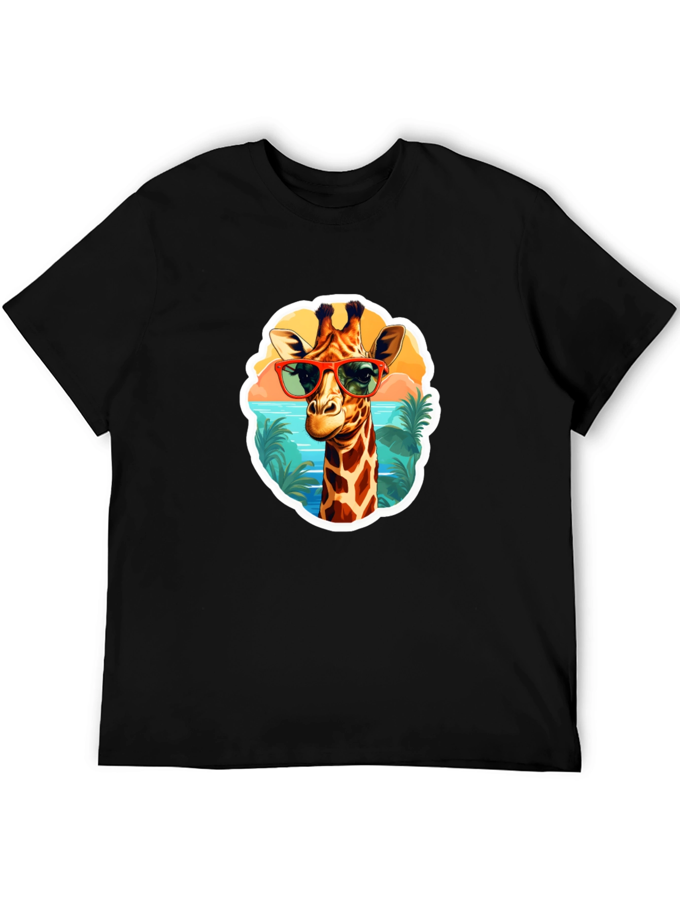 Giraffe Sunglasses T-Shirt - Fun Tropical Design