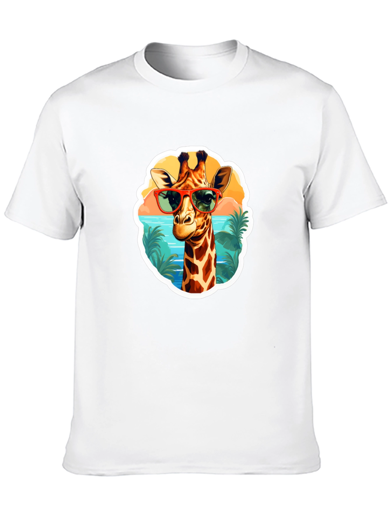 Giraffe Sunglasses T-Shirt - Fun Tropical Design