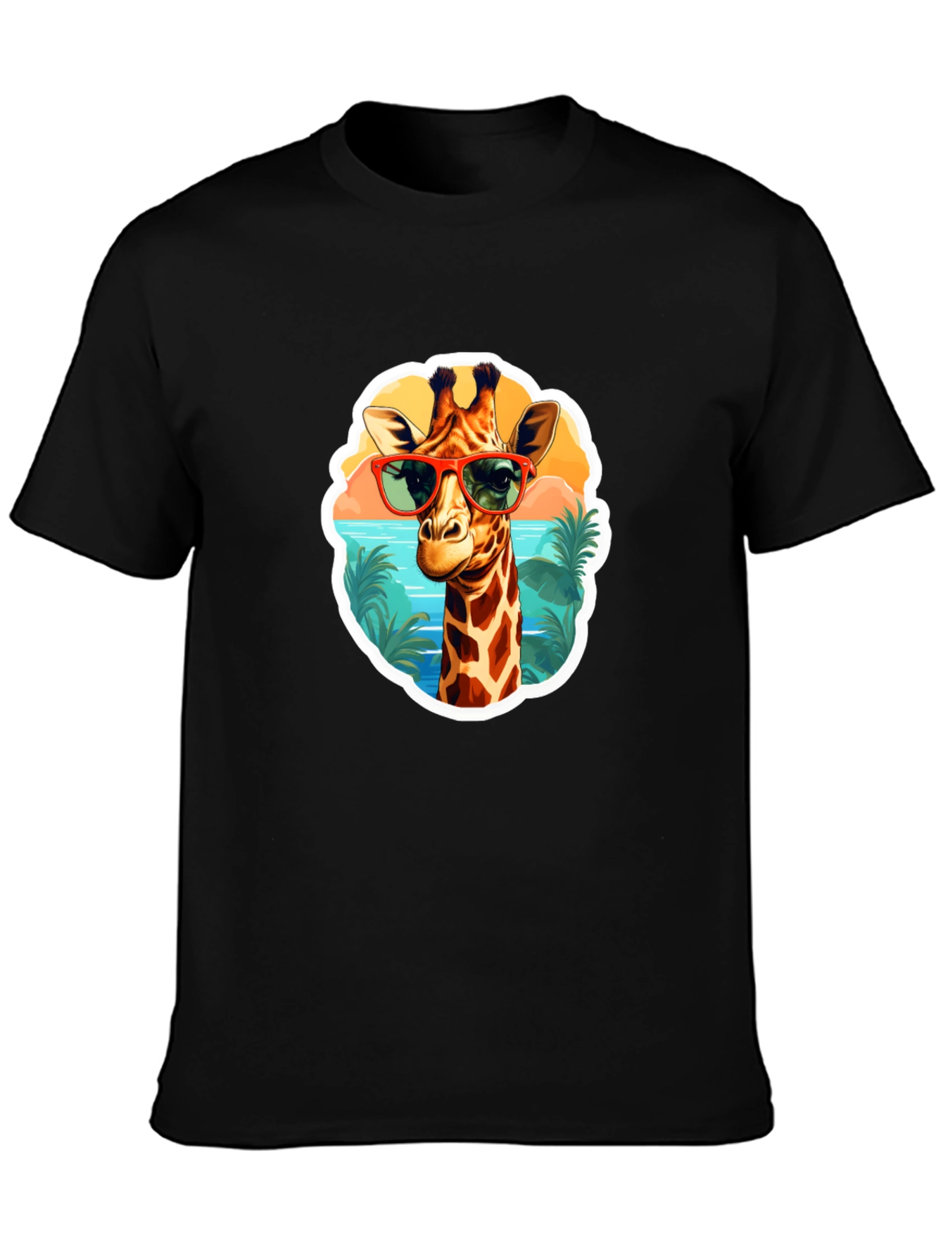 Giraffe Sunglasses T-Shirt - Fun Tropical Design