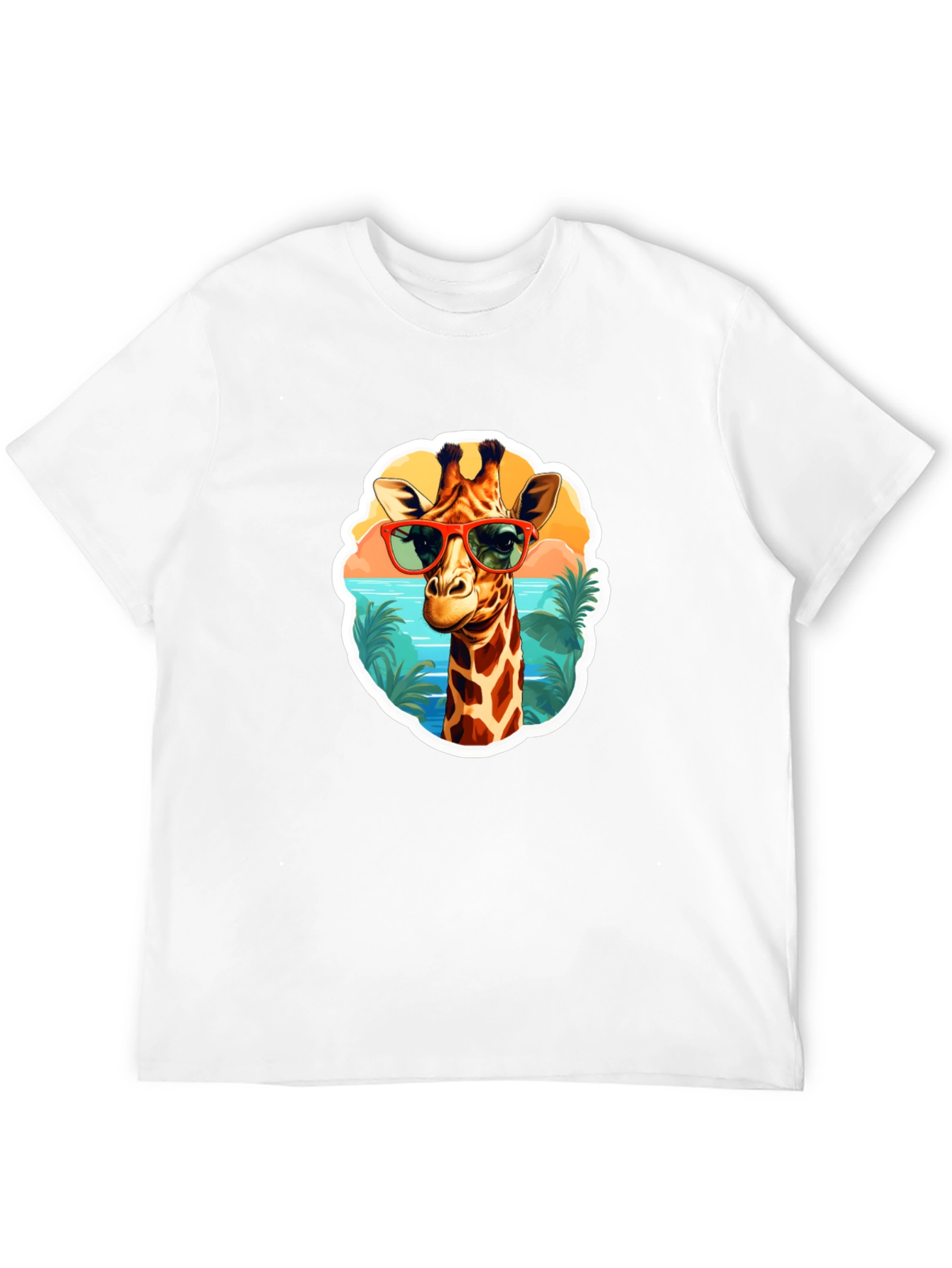 Giraffe Sunglasses T-Shirt - Fun Tropical Design