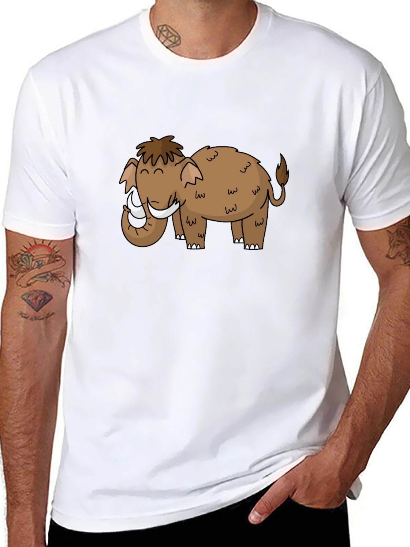 Mammoth Cartoon Black T-Shirt