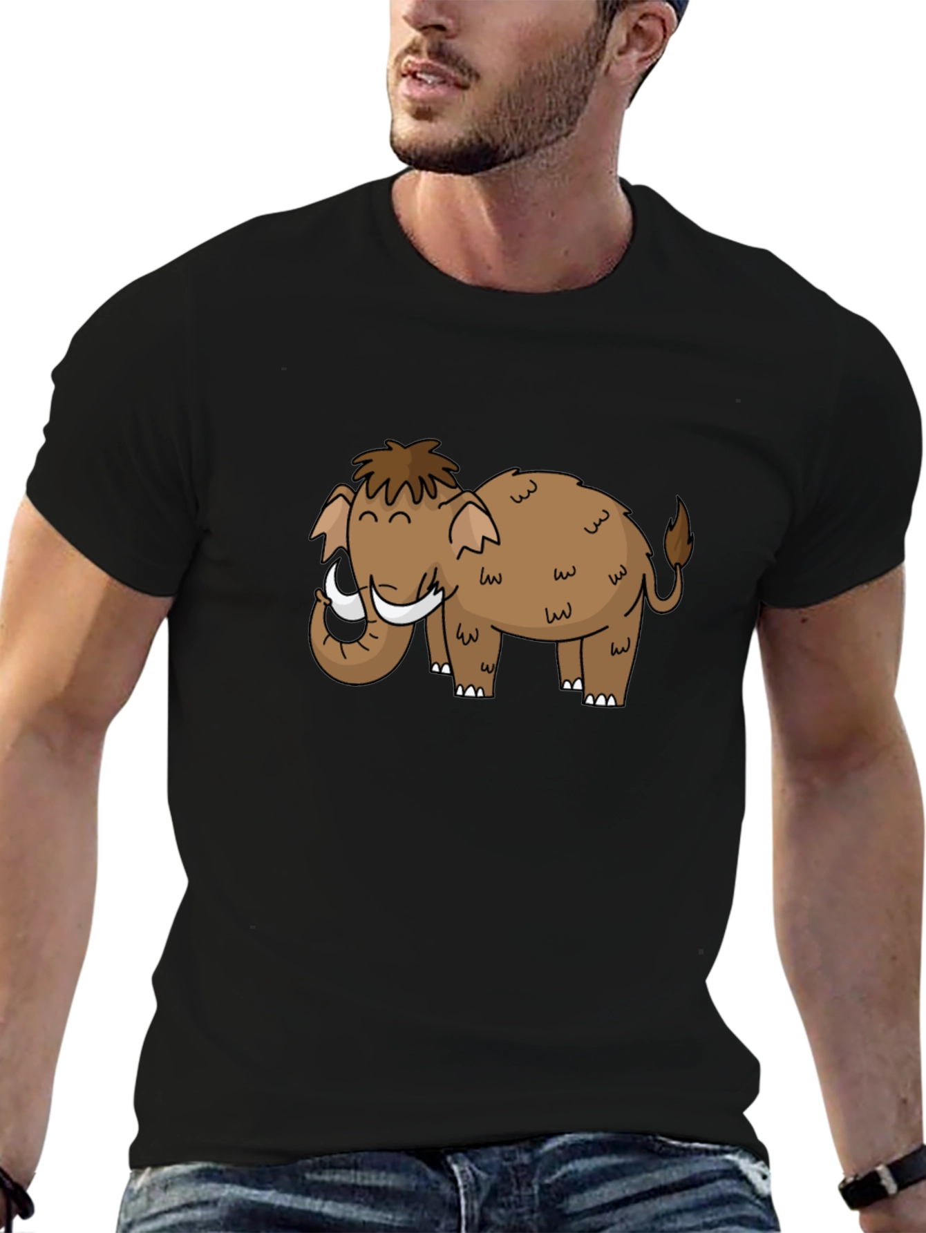 Mammoth Cartoon Black T-Shirt