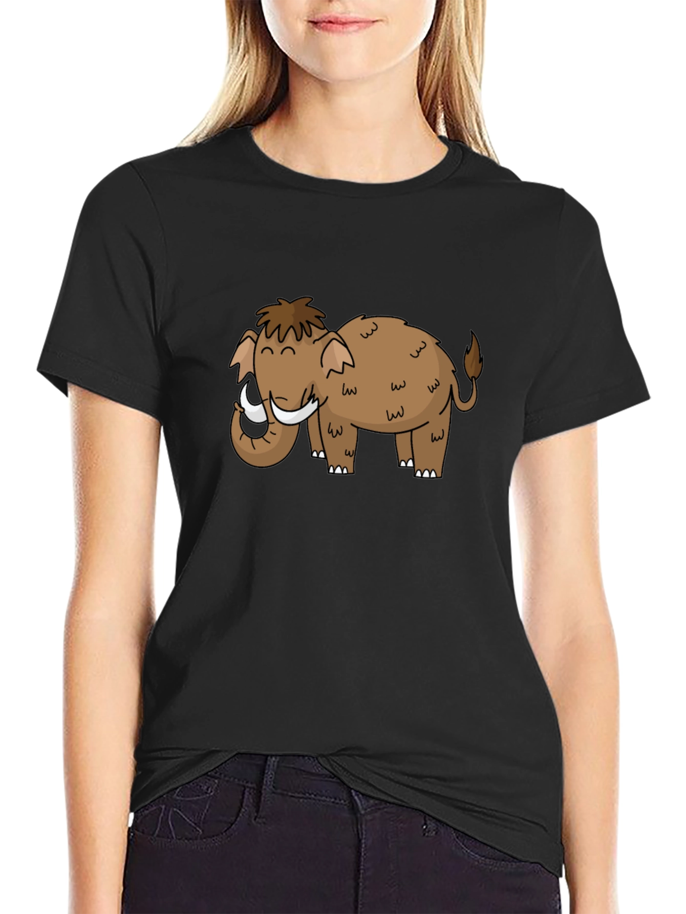 Mammoth Cartoon Black T-Shirt