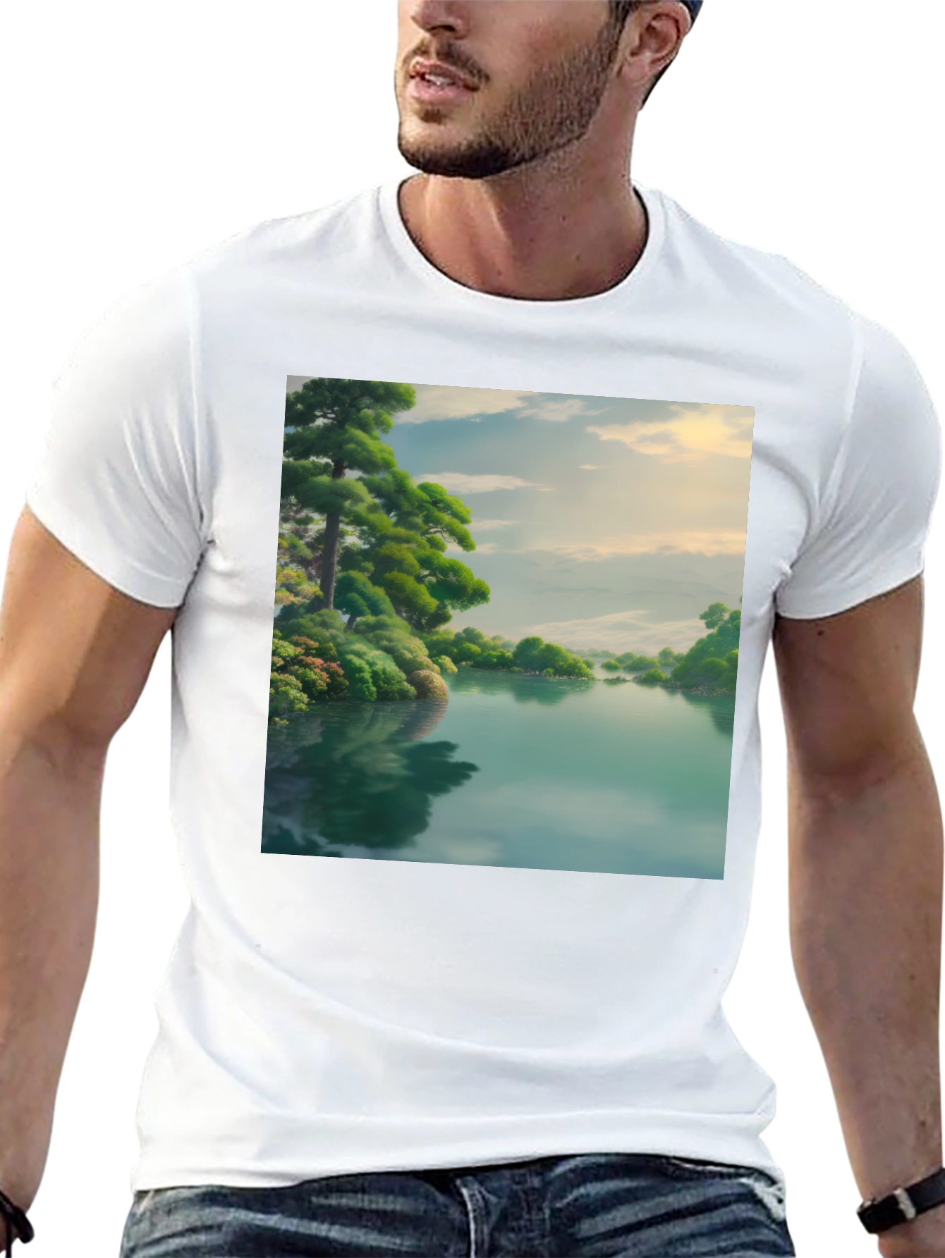Scenic Lake Black T-Shirt
