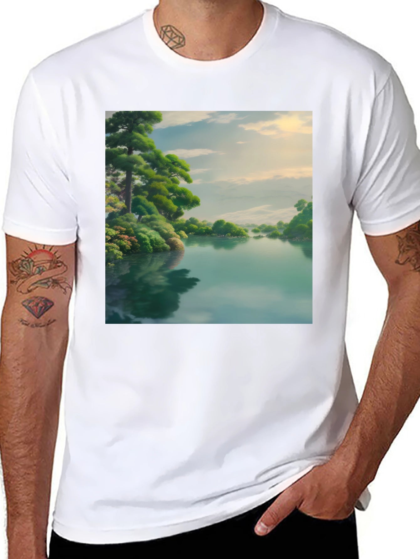 Scenic Lake Black T-Shirt