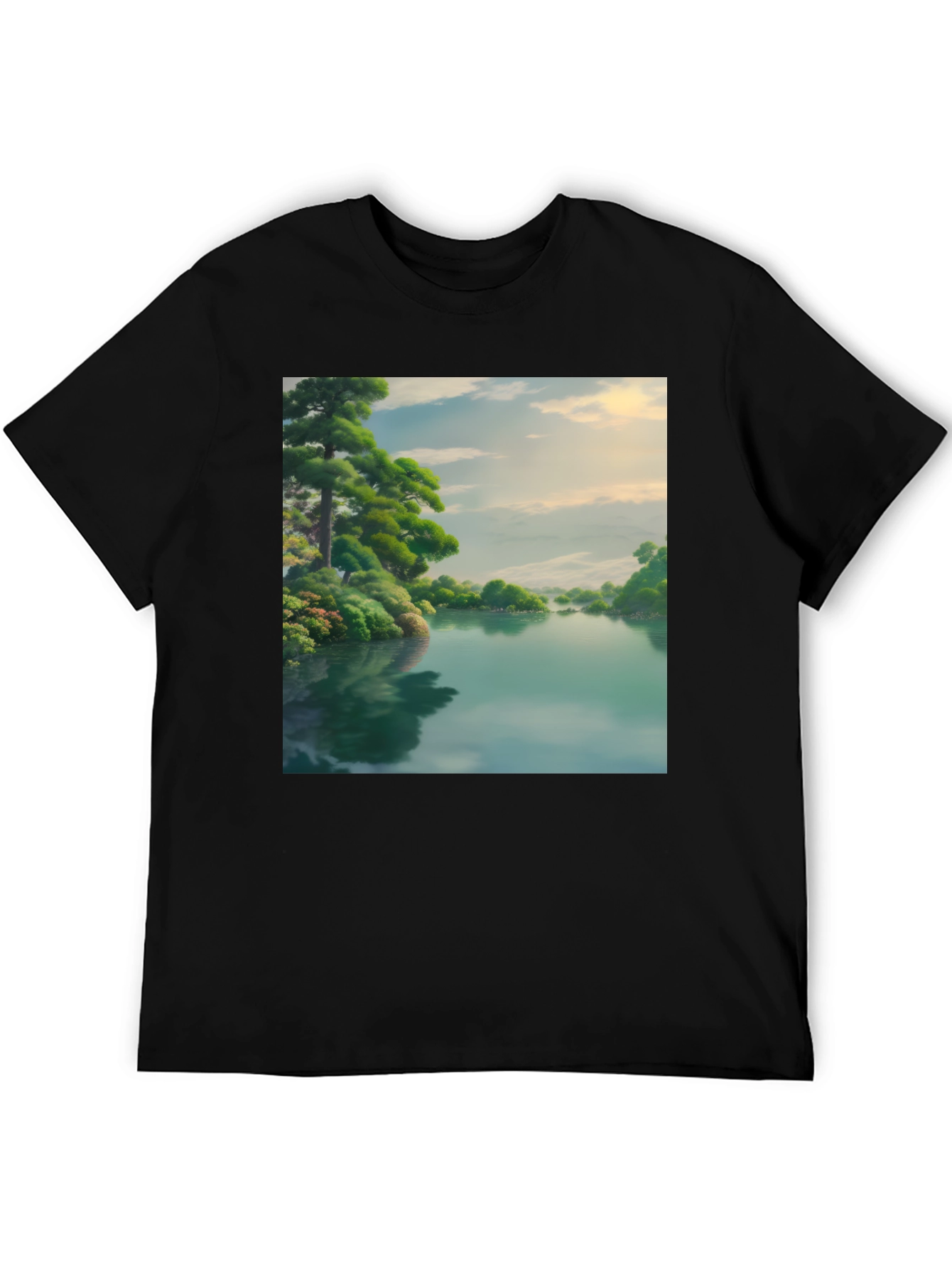 Scenic Lake Black T-Shirt