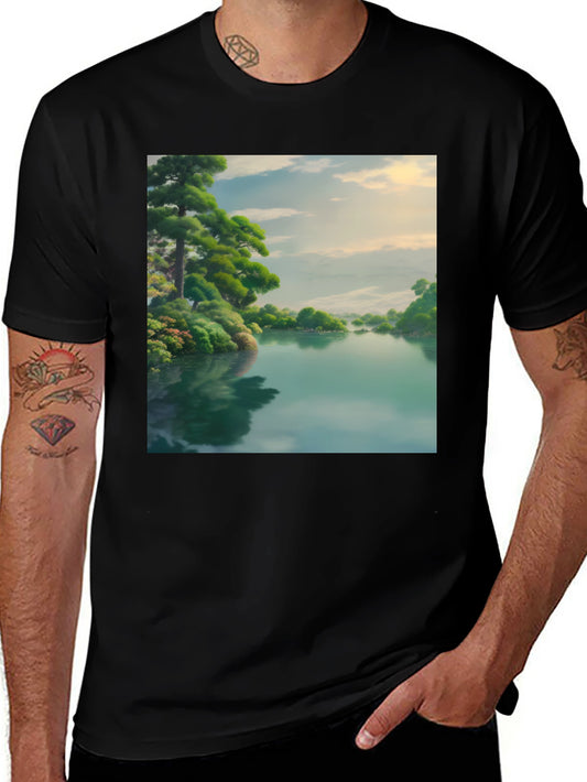 Scenic Lake Black T-Shirt