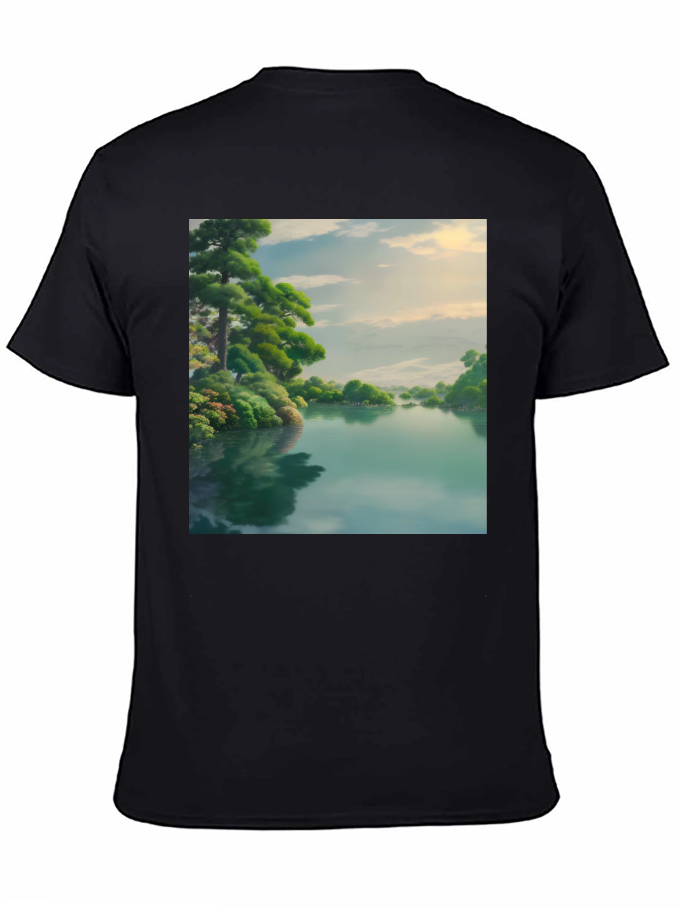 Scenic Lake Black T-Shirt