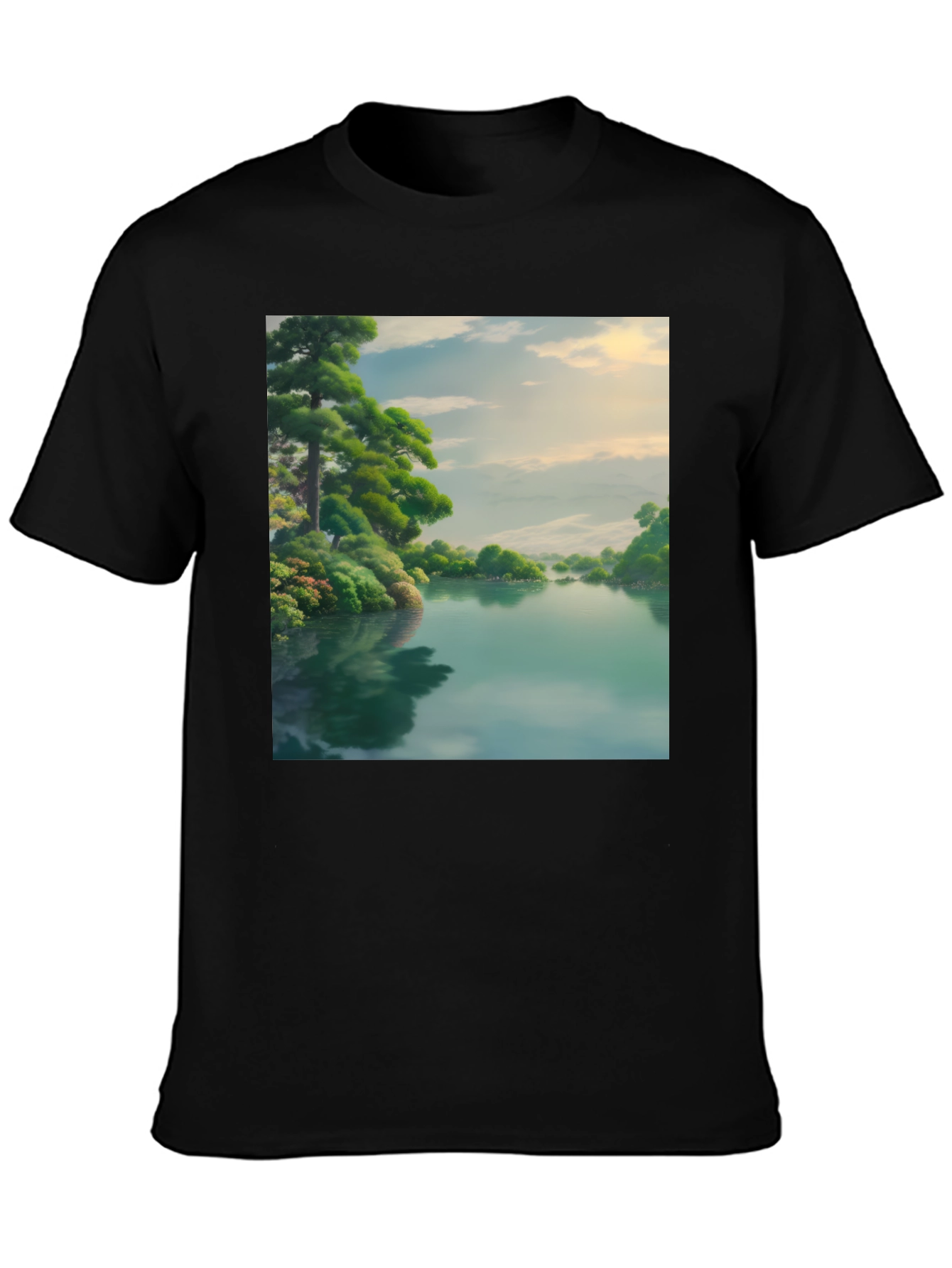 Scenic Lake Black T-Shirt