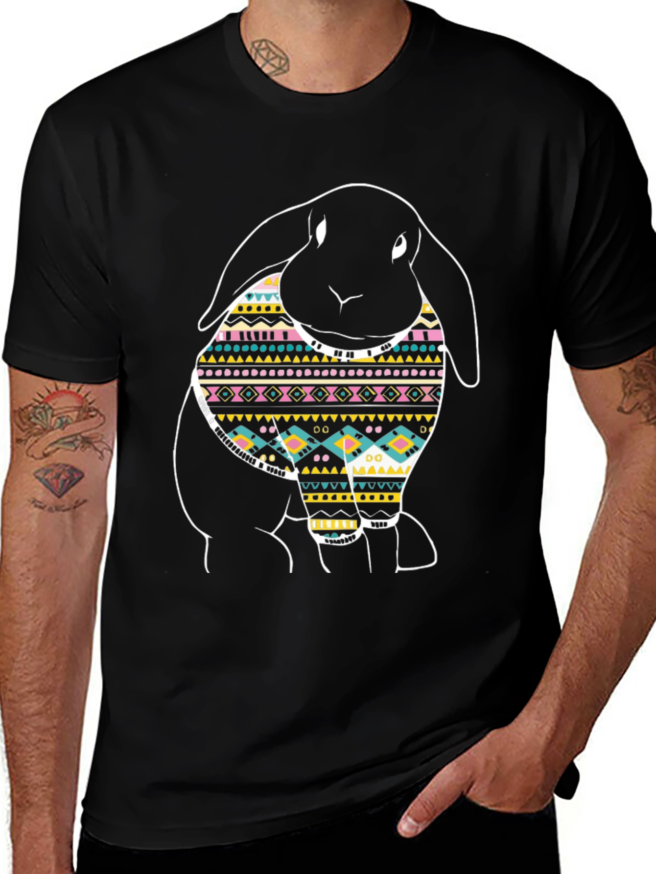 Rabbit Pattern Graphic T-Shirt
