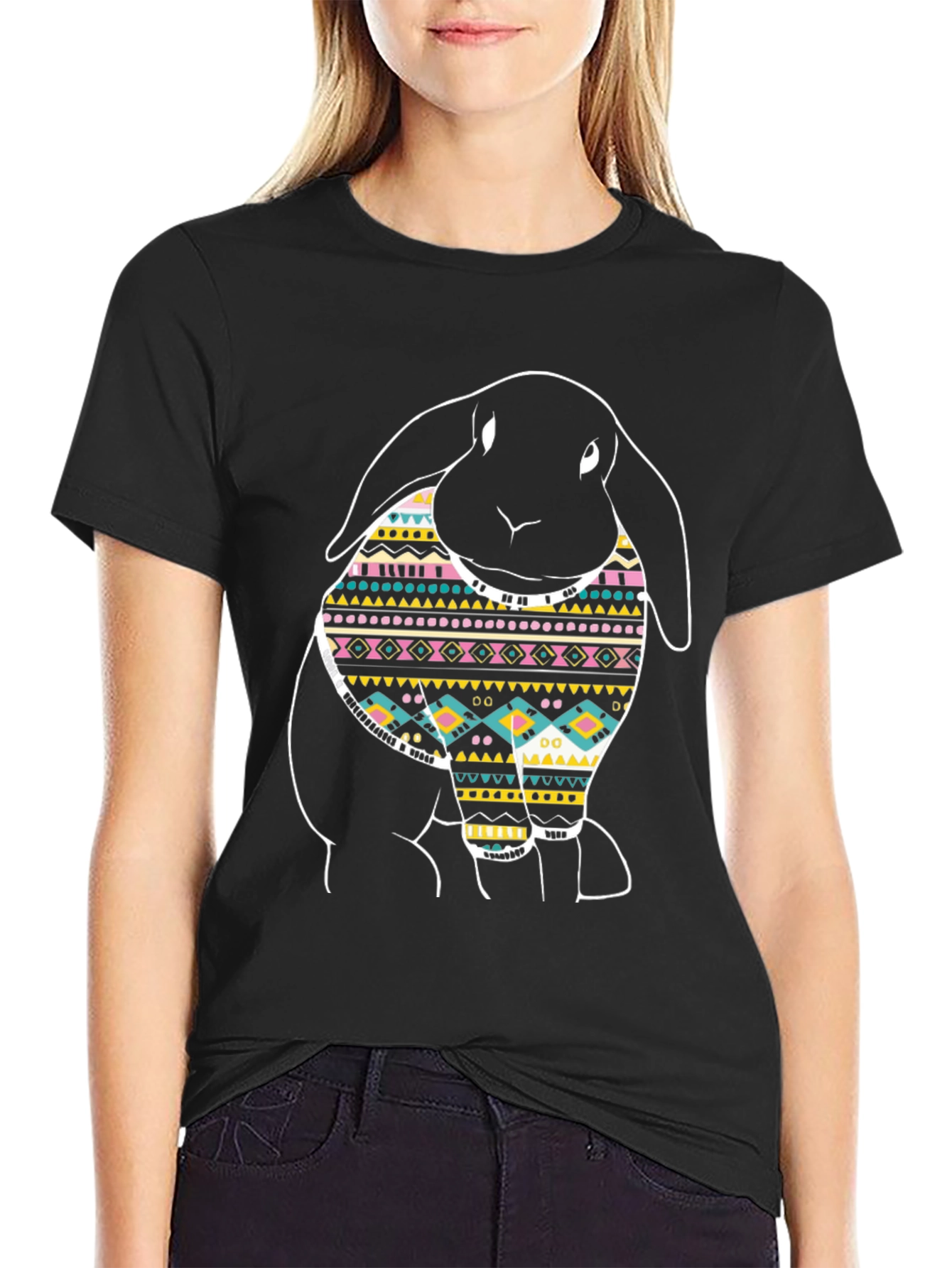 Rabbit Pattern Graphic T-Shirt