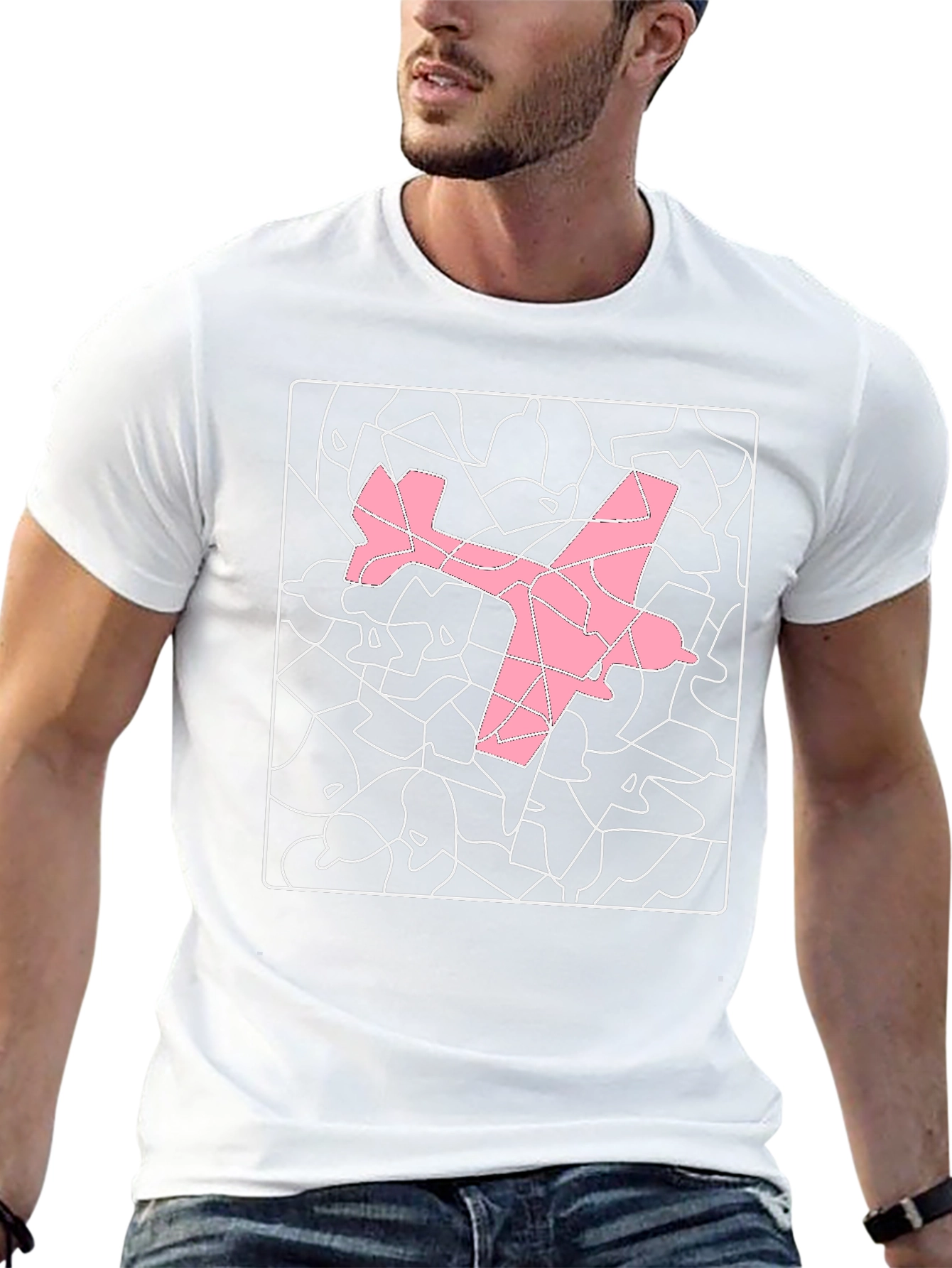 Pink Airplane Graphic Tee - Stylish Abstract Design