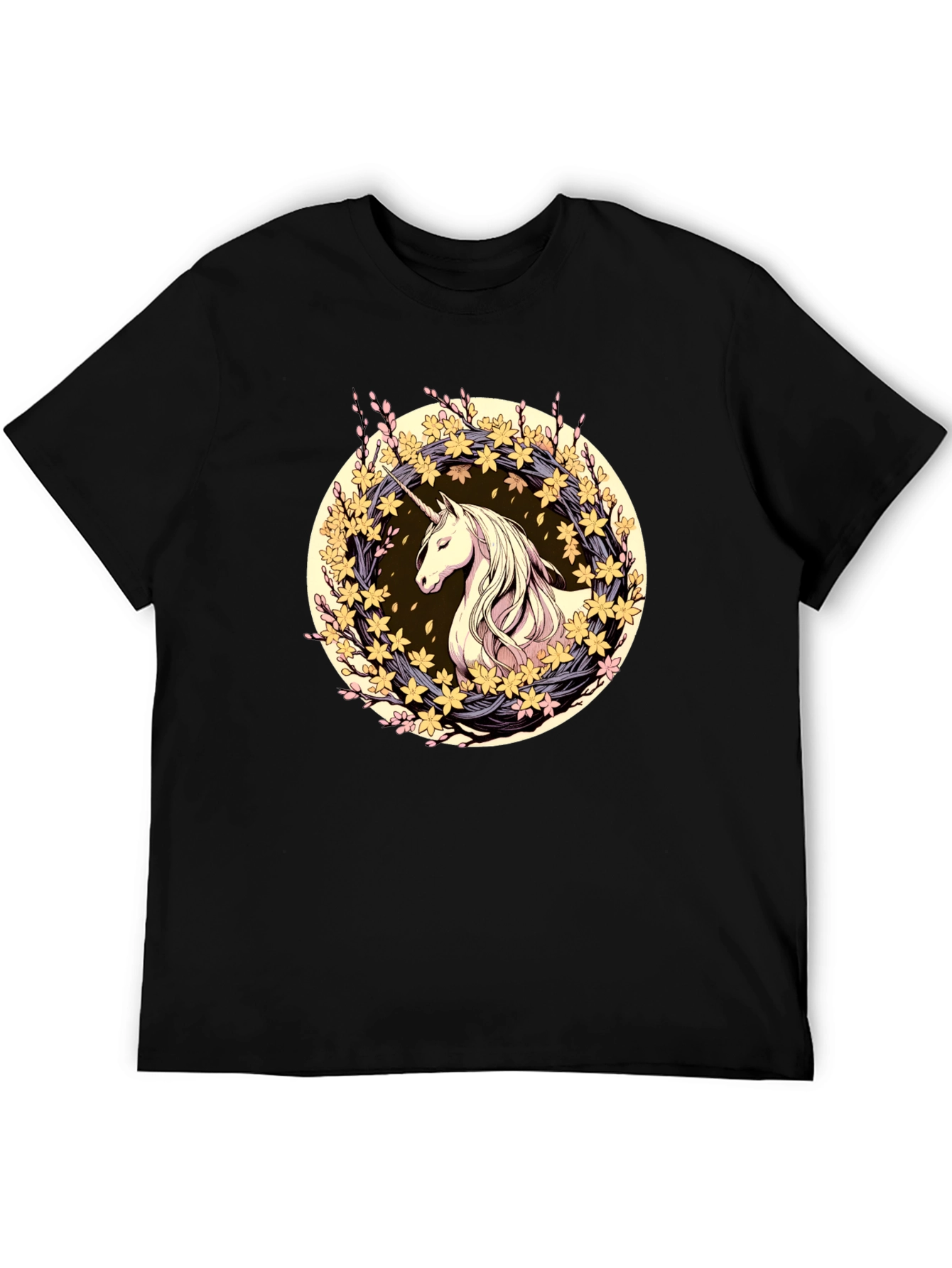 Unicorn Floral Wreath Graphic T-Shirt