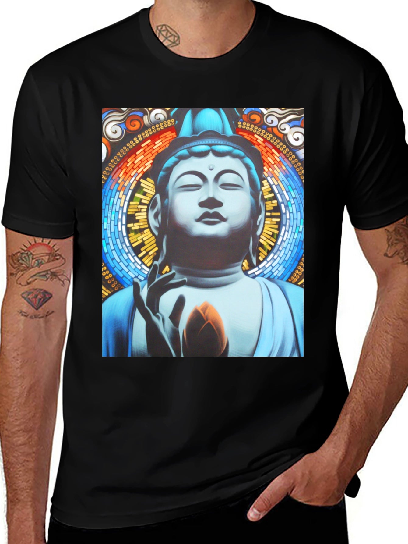 Buddha Graphic Print Black T-Shirt