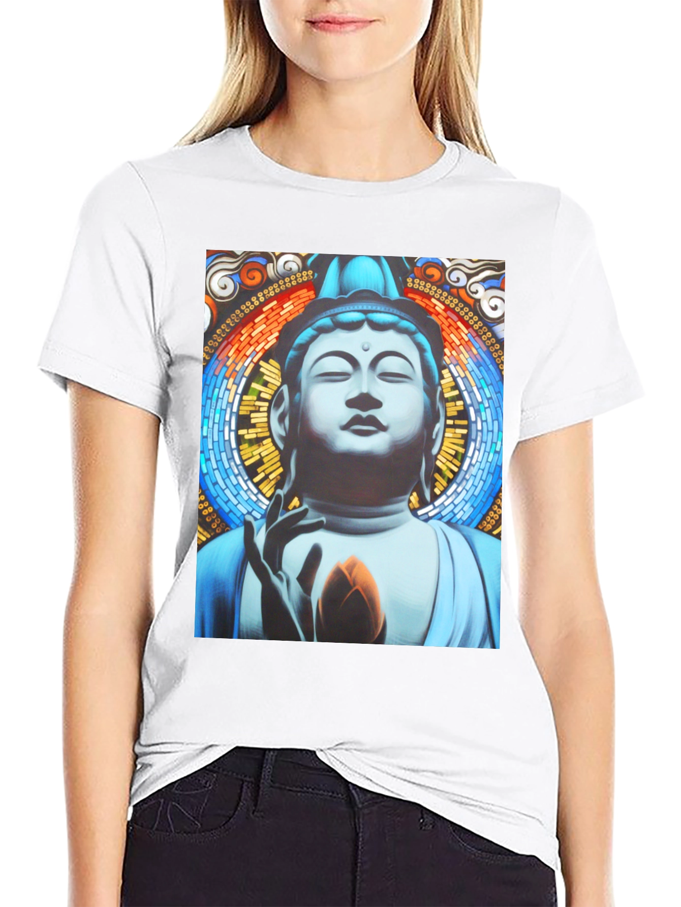 Buddha Graphic Print Black T-Shirt