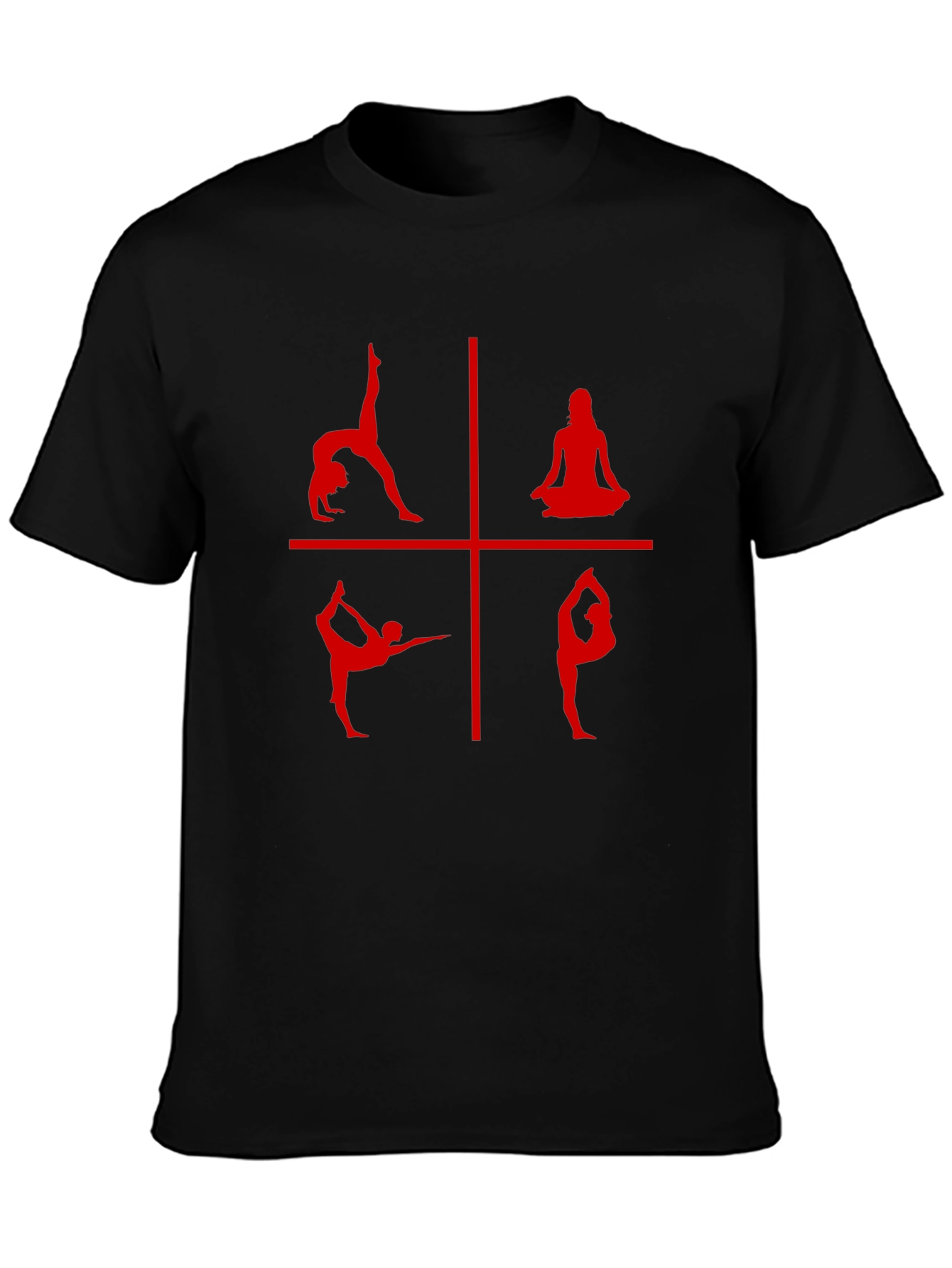 Yoga Pose Graphic T-Shirt - Red Print on Black