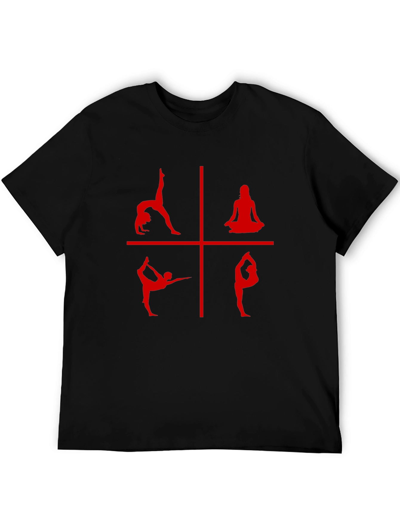 Yoga Pose Graphic T-Shirt - Red Print on Black
