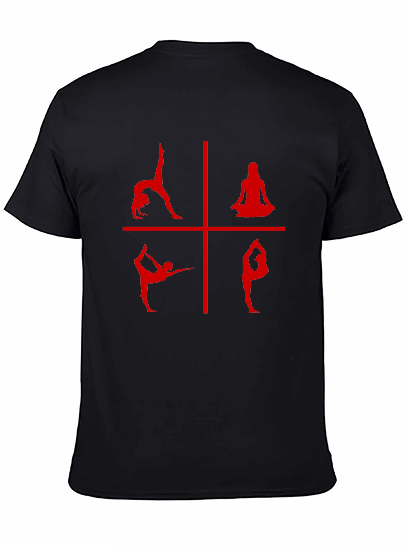 Yoga Pose Graphic T-Shirt - Red Print on Black