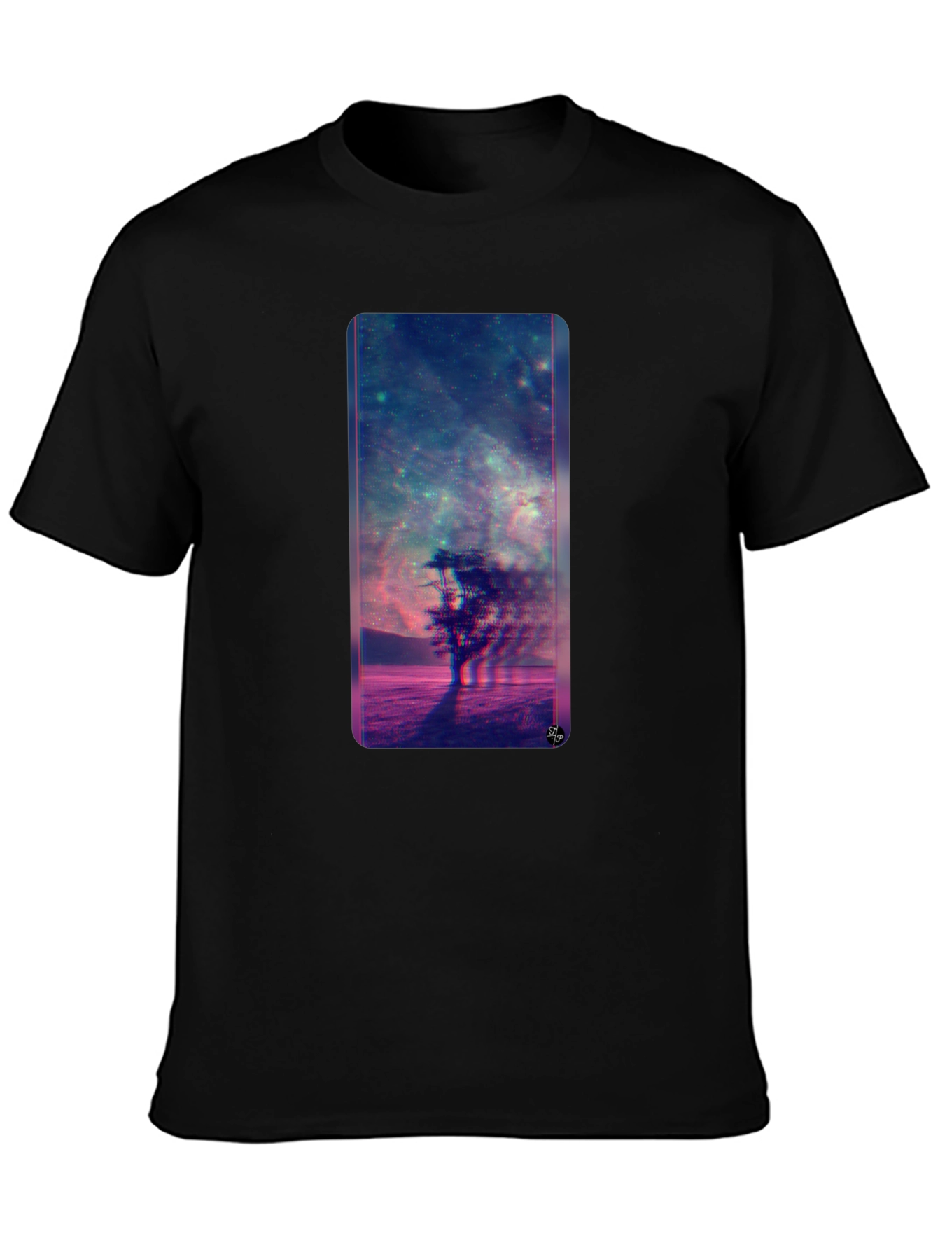 Nebula Tree Graphic Tee - Modern Black T-Shirt