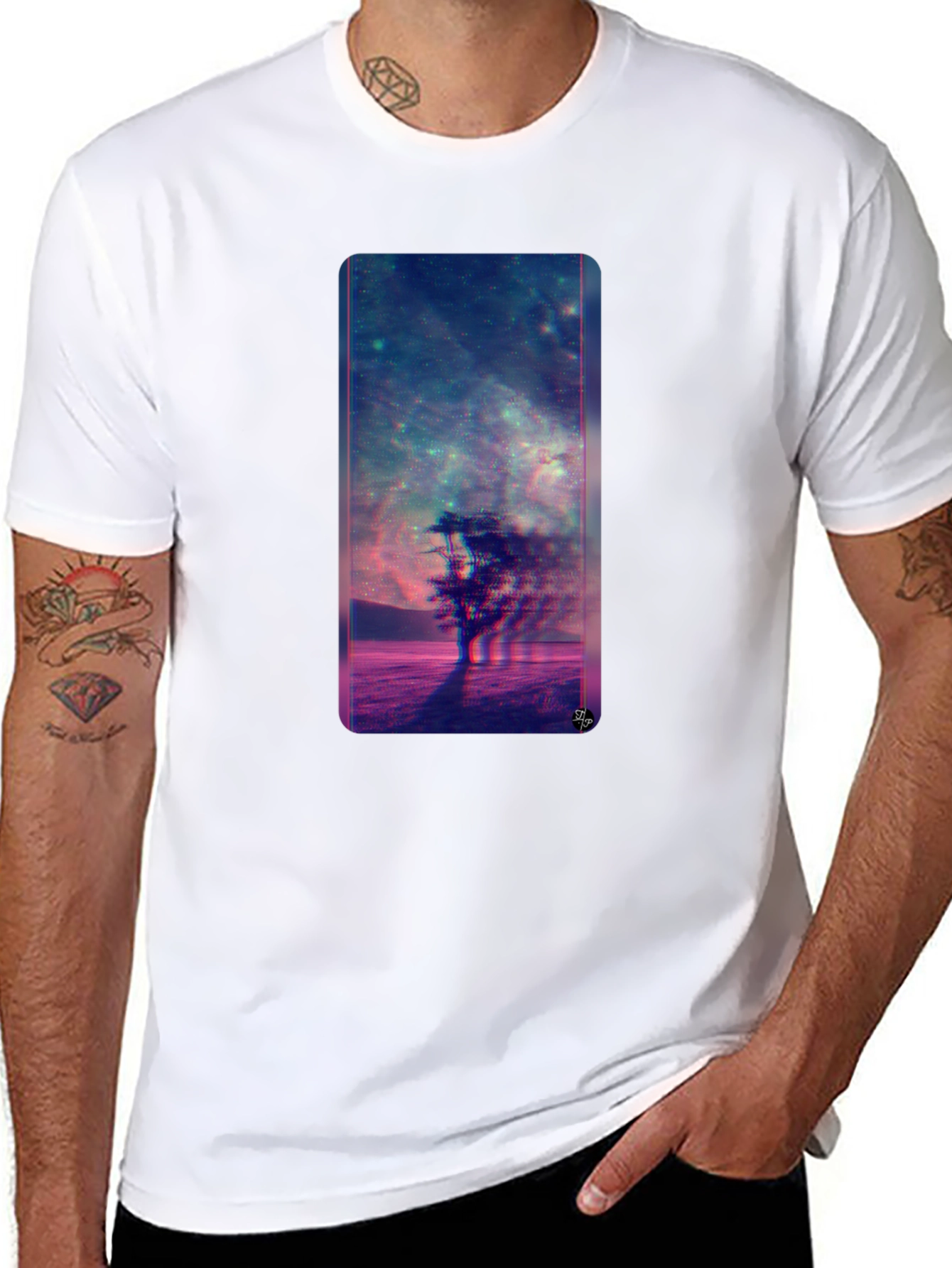 Nebula Tree Graphic Tee - Modern Black T-Shirt