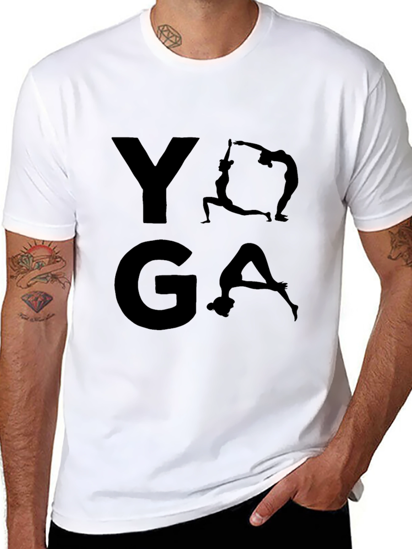 Yoga Graphic Print Mens Black T-Shirt