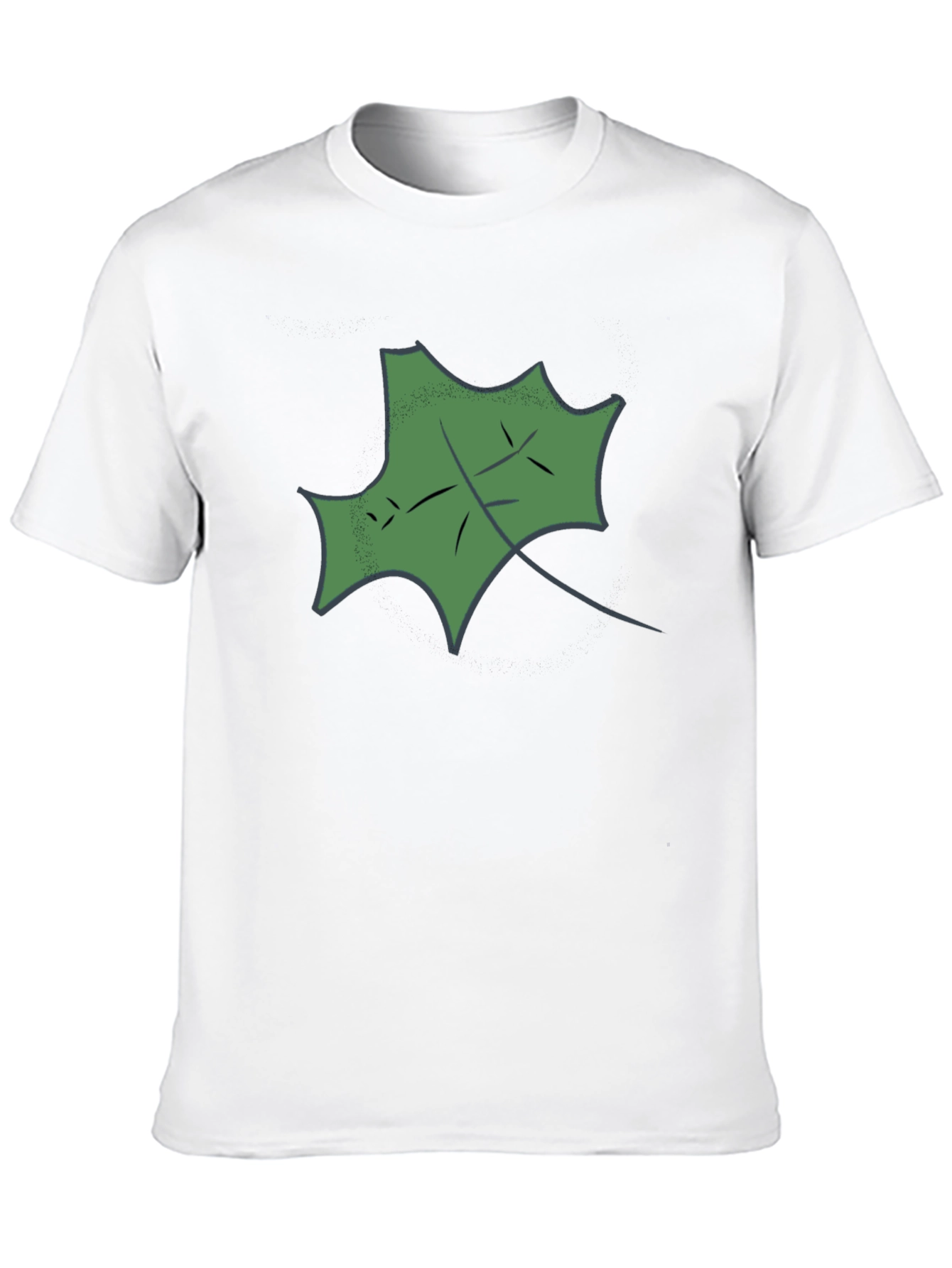 Black T-Shirt with Green Leaf Design
