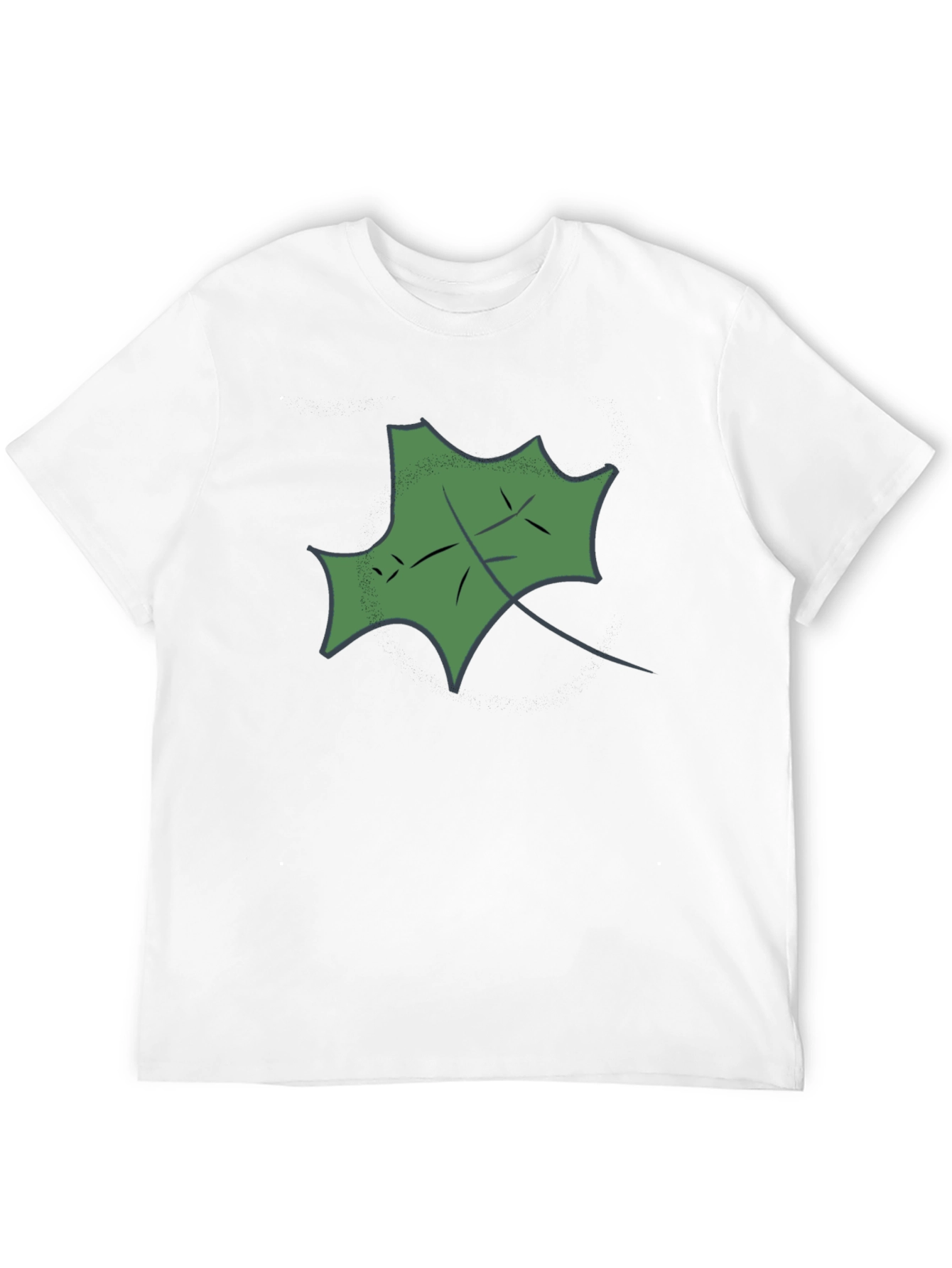 Black T-Shirt with Green Leaf Design