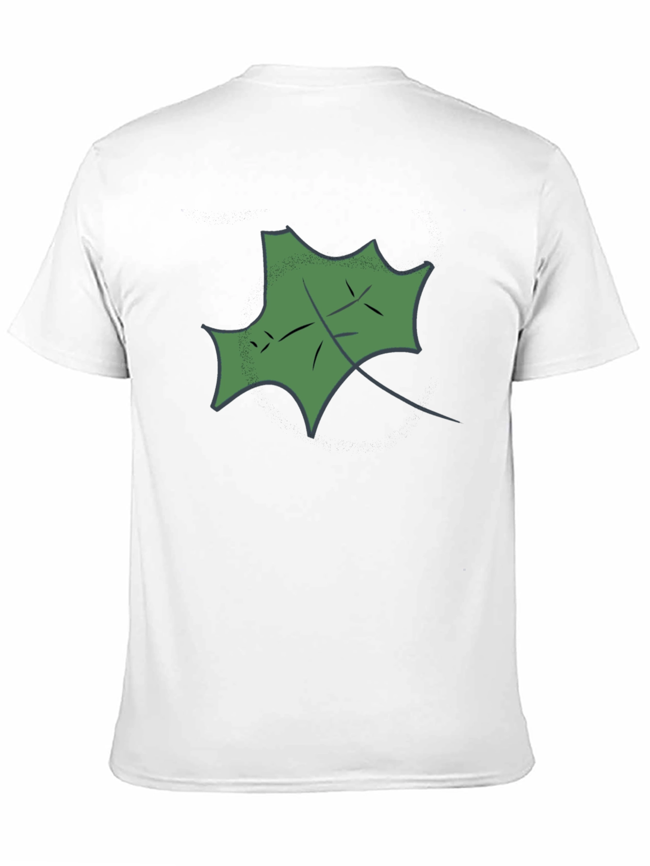 Black T-Shirt with Green Leaf Design