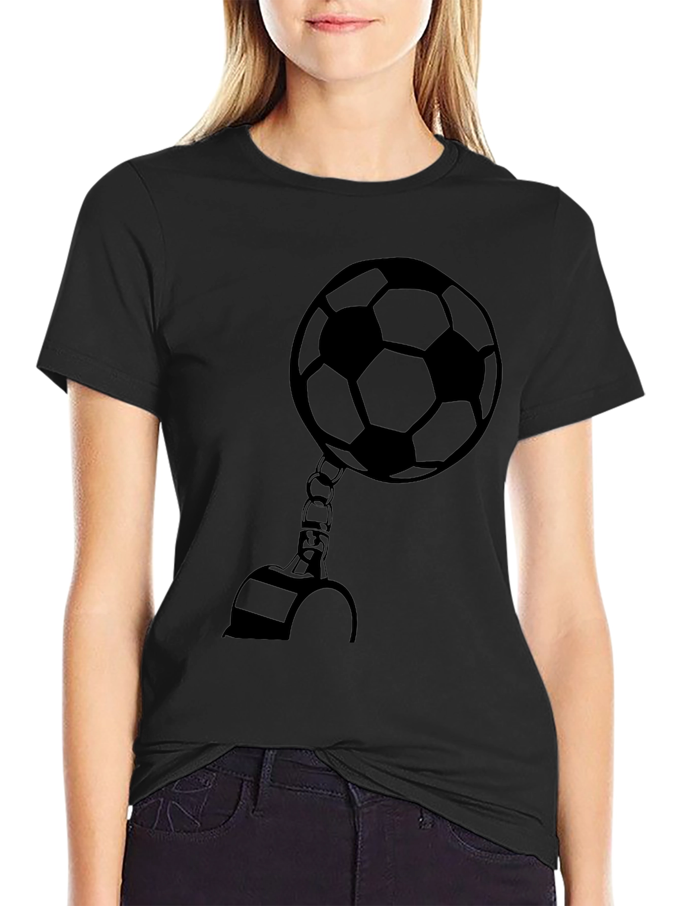 Soccer Ball Handcuff Graphic Tee - Black