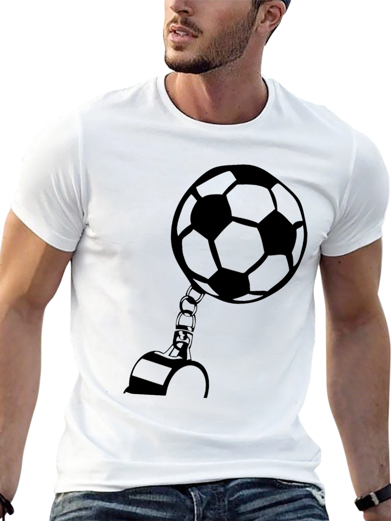 Soccer Ball Handcuff Graphic Tee - Black
