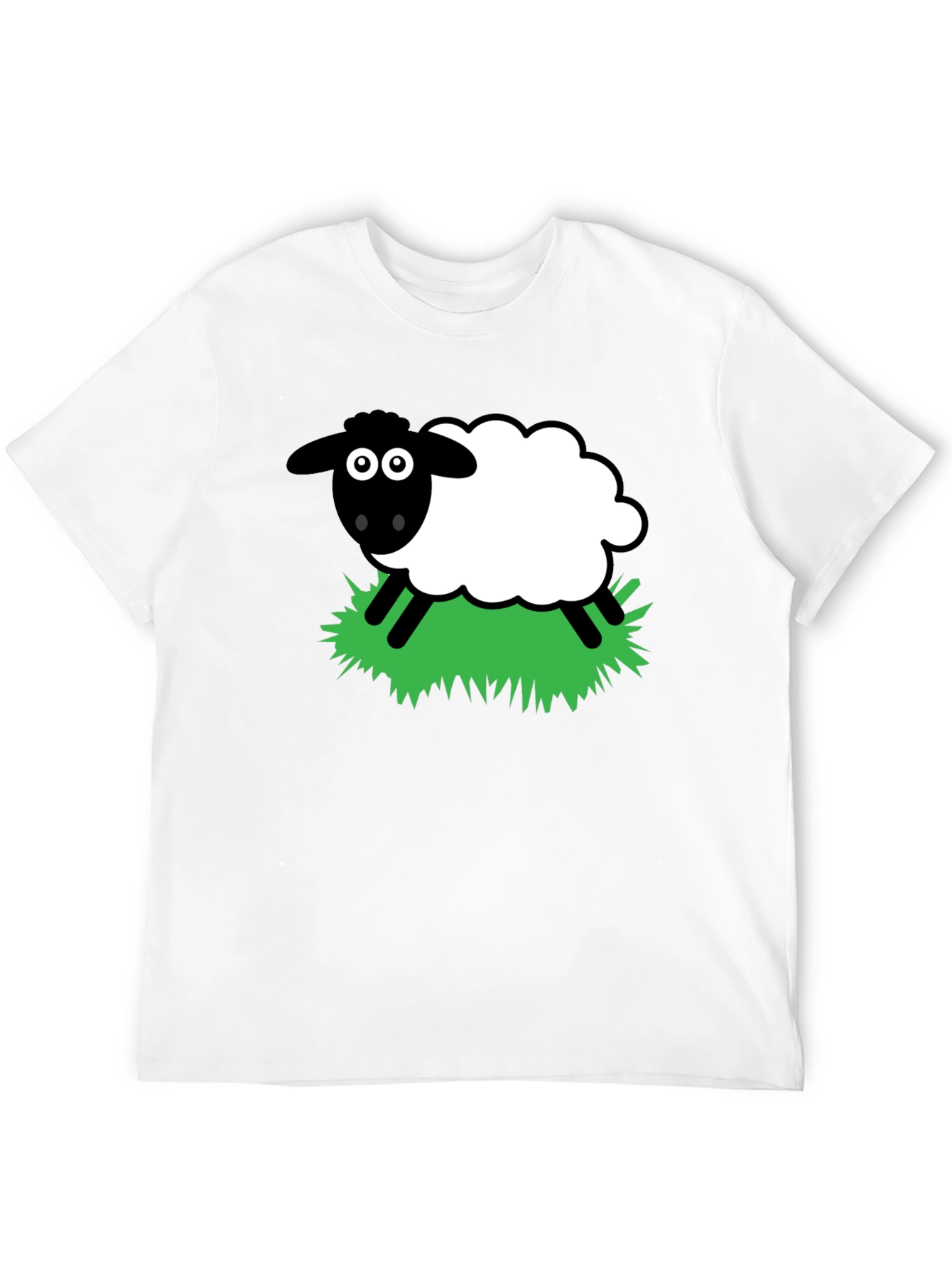 Cartoon Sheep Graphic T-Shirt - Black