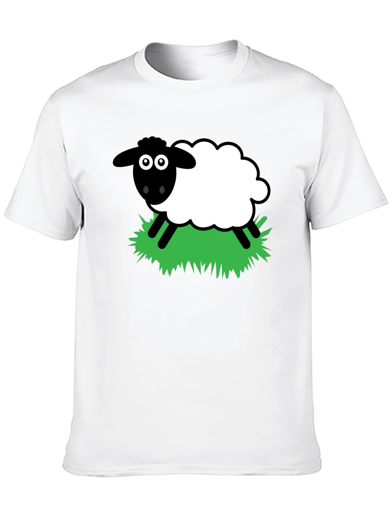 Cartoon Sheep Graphic T-Shirt - Black
