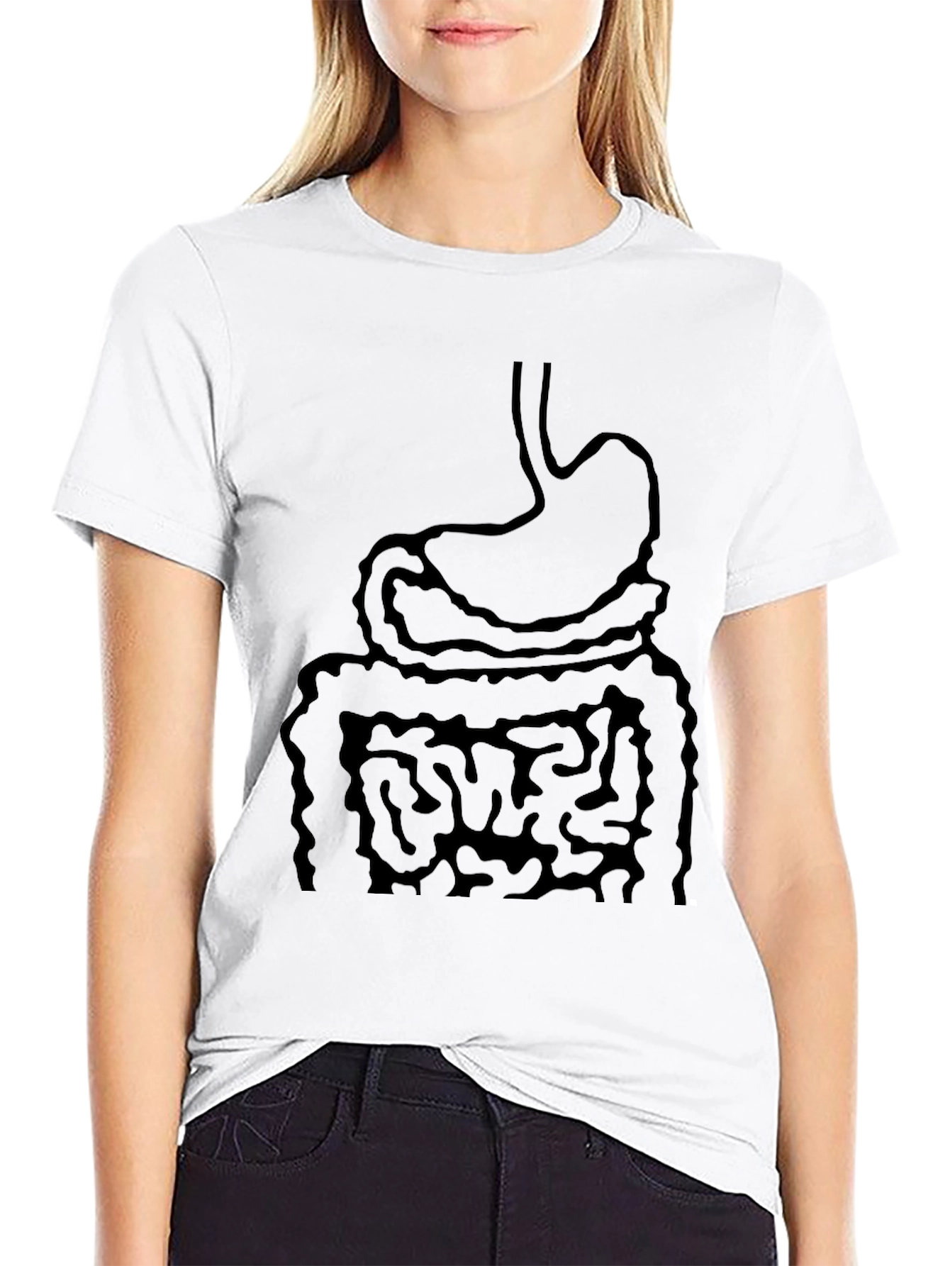 Anatomy T-Shirt - Digestive System Print - Black